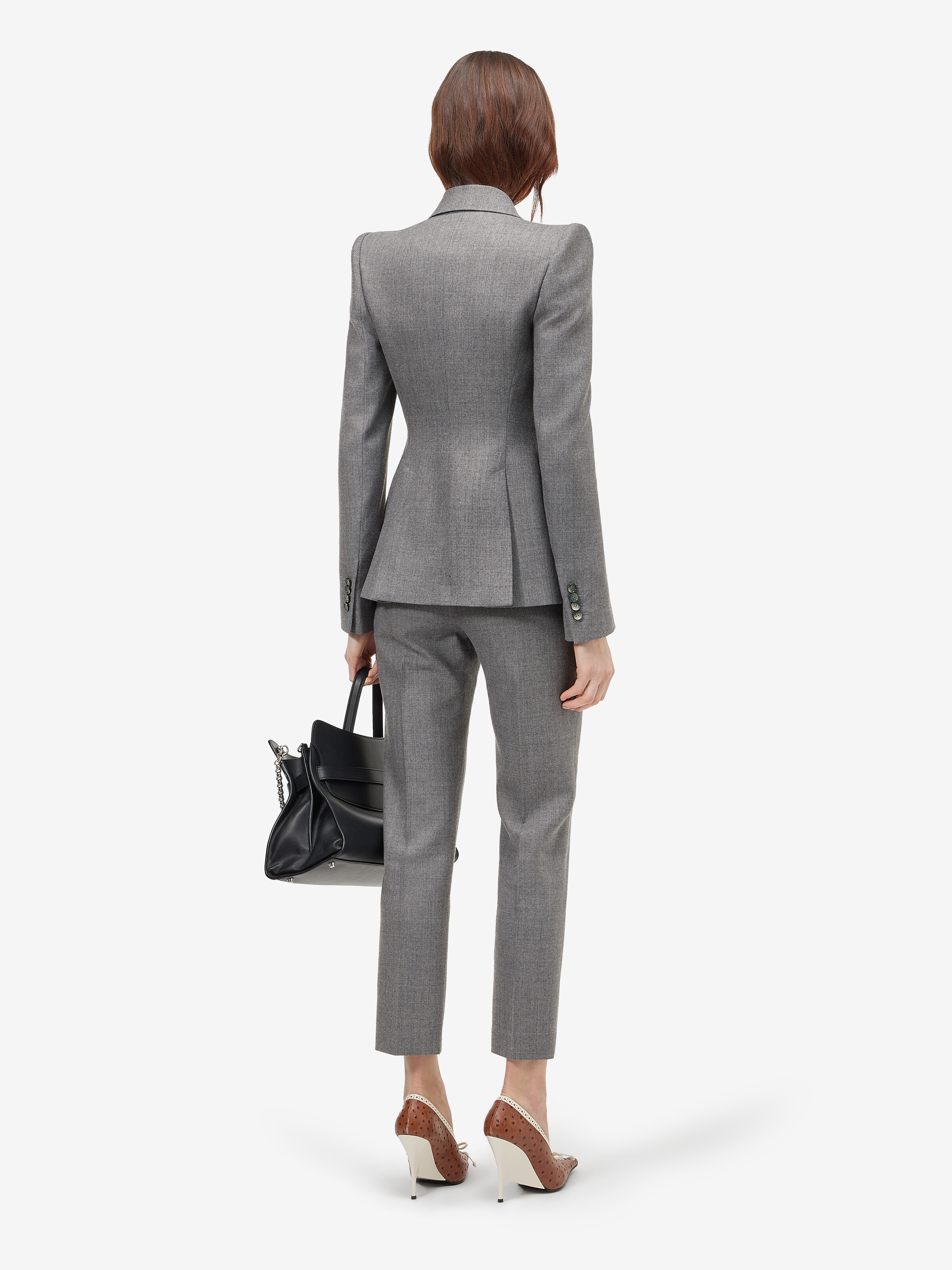 Women's Wool Pinstripe Single-breasted Jacket in Grey in 100% wool -  lining: 100% viscose | Alexander McQueen - image 4