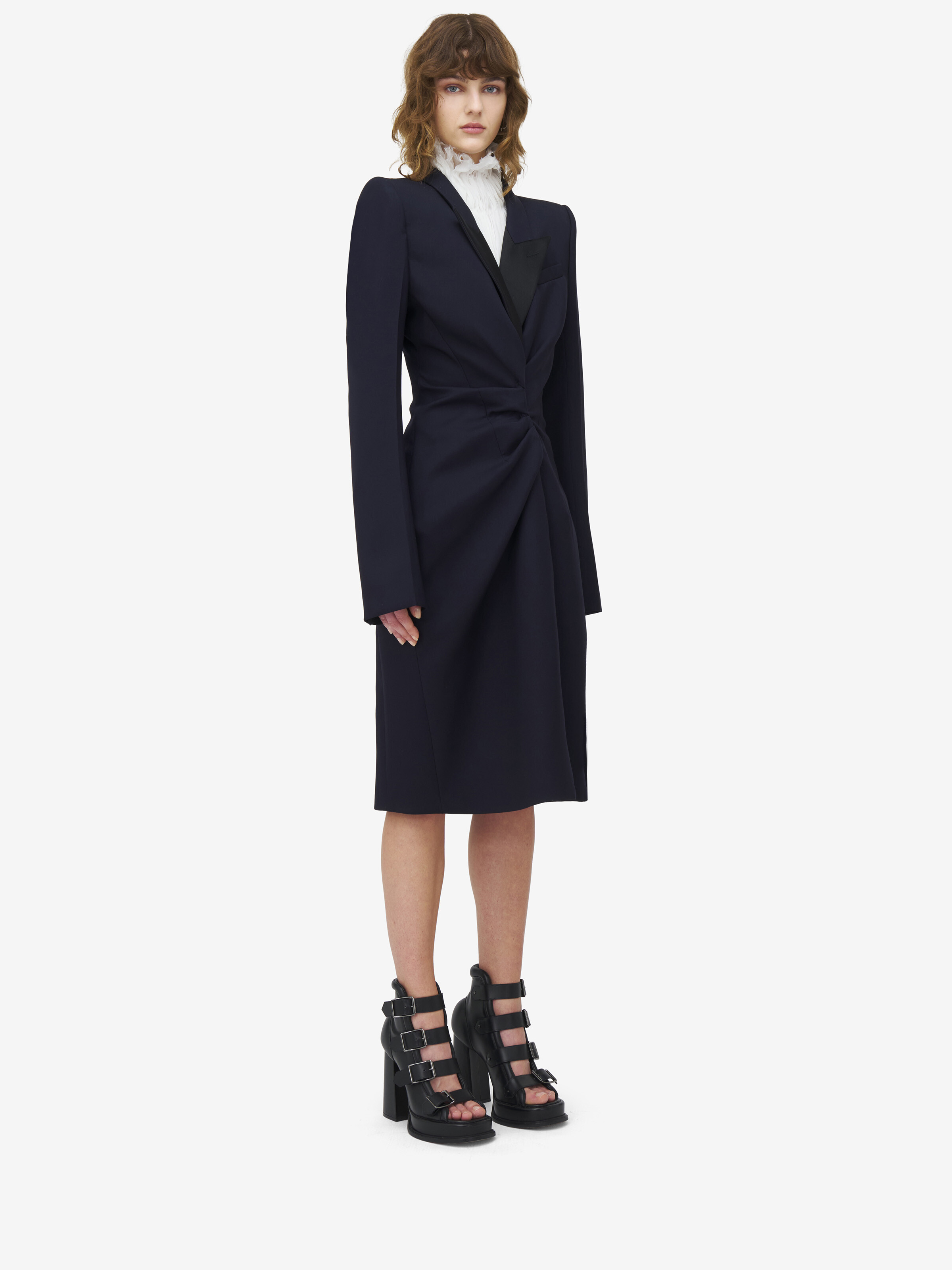 Cappotto con revers effetto ritorto