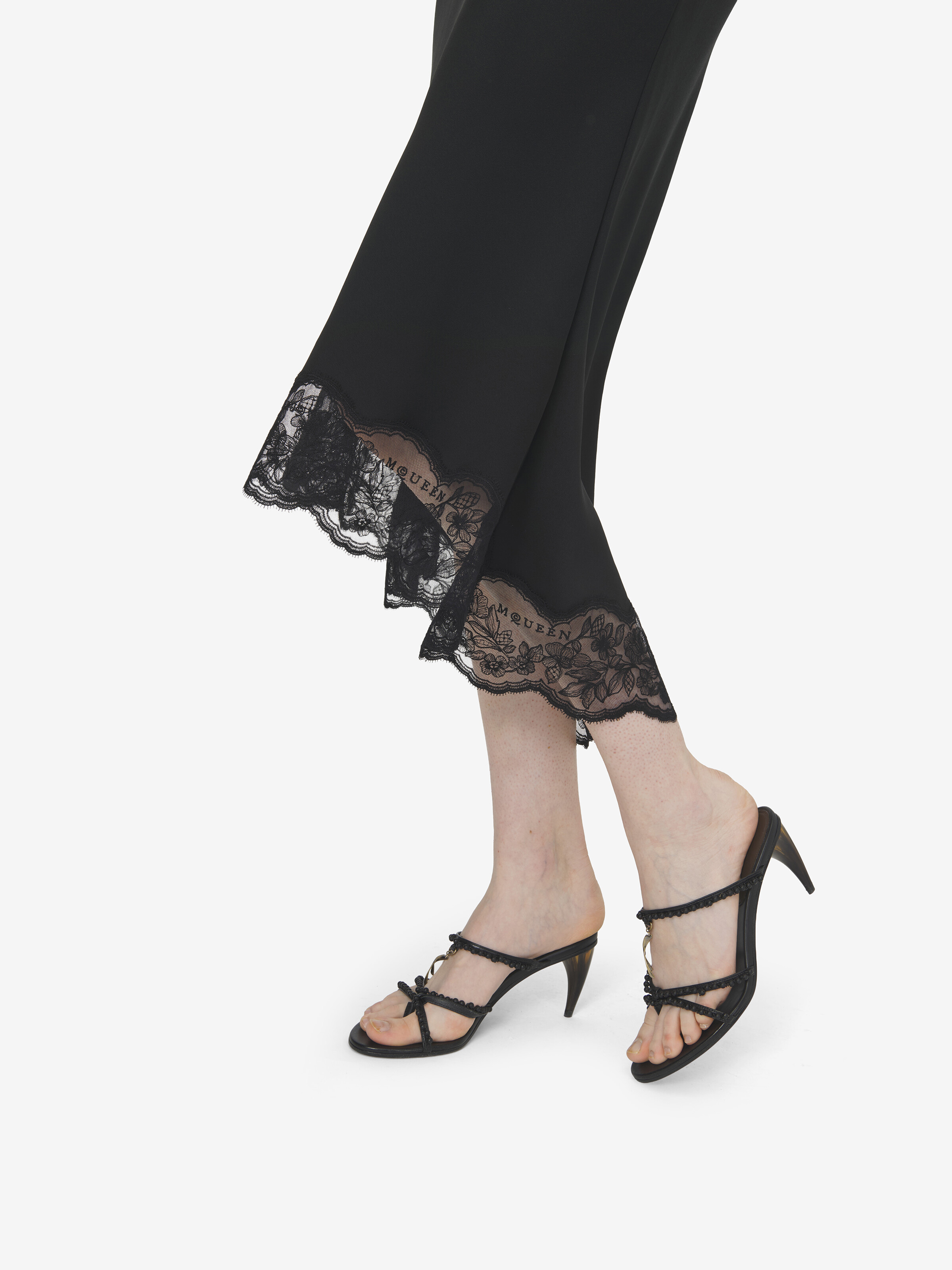 Midikleid mit Spitzeneinsatz für Damen in Schwarz in 61% Viscose, 39% Acetat | Alexander McQueen - image 5