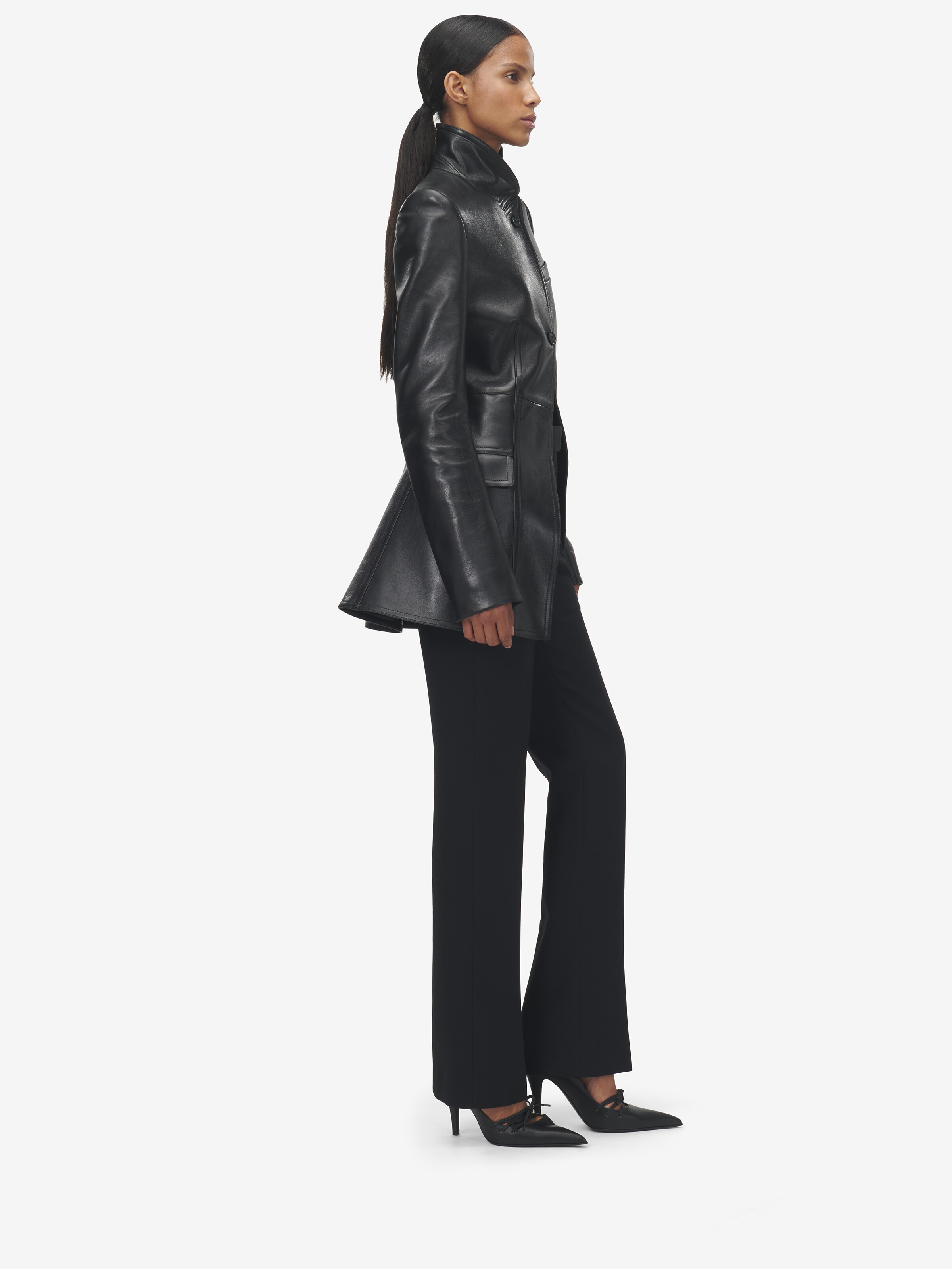 Women's Cutaway Leather Jacket in Black in Lamb Leather | Alexander McQueen - image 3