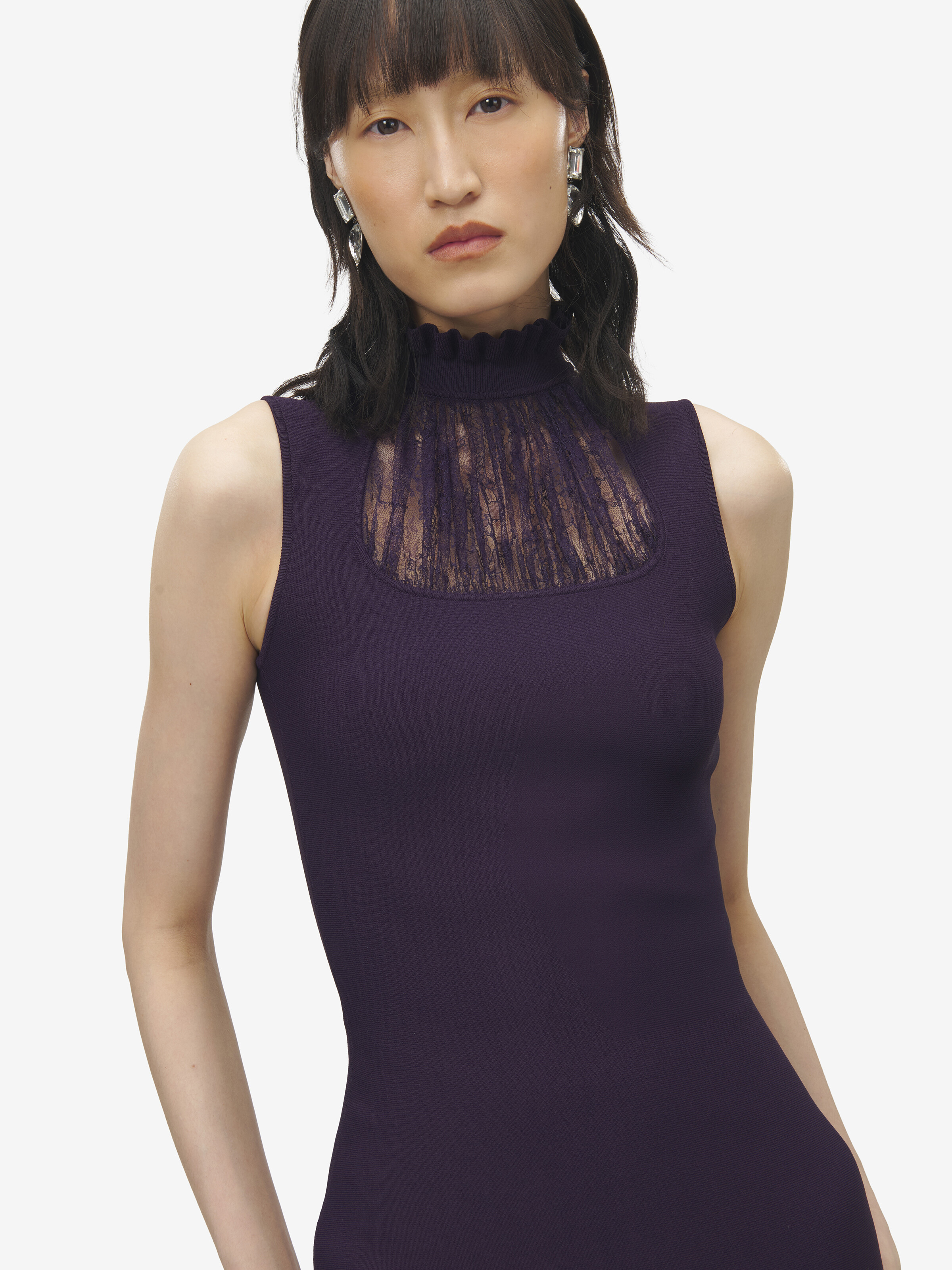 Lace Panel Midi Dress