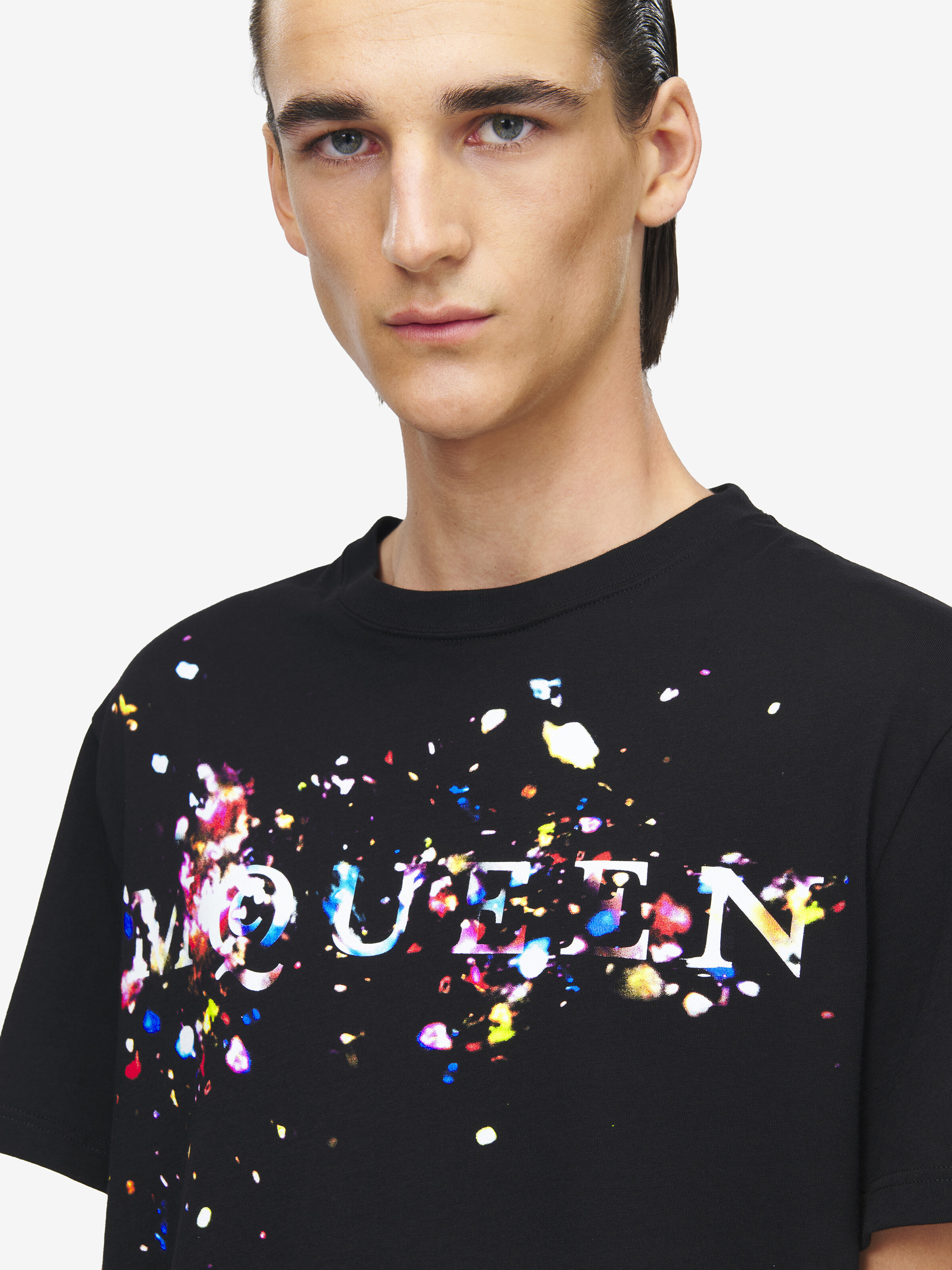 Men's Confetti Logo T-shirt in Black/Multicolour in 100% Cotton | Alexander McQueen - image 6
