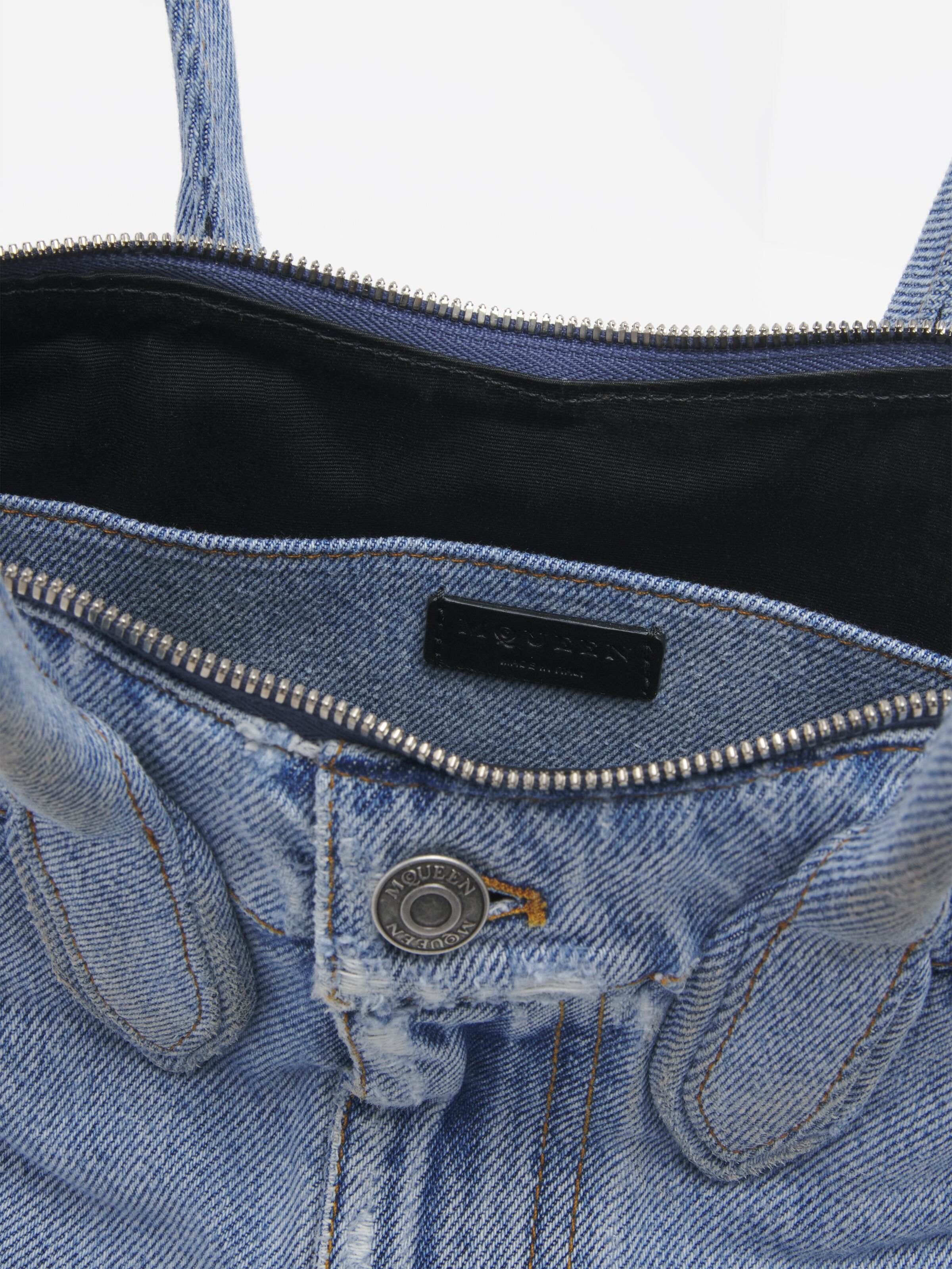 Women's Manta Bag in Washed Blue in 100% Cotton | Alexander McQueen - image 5