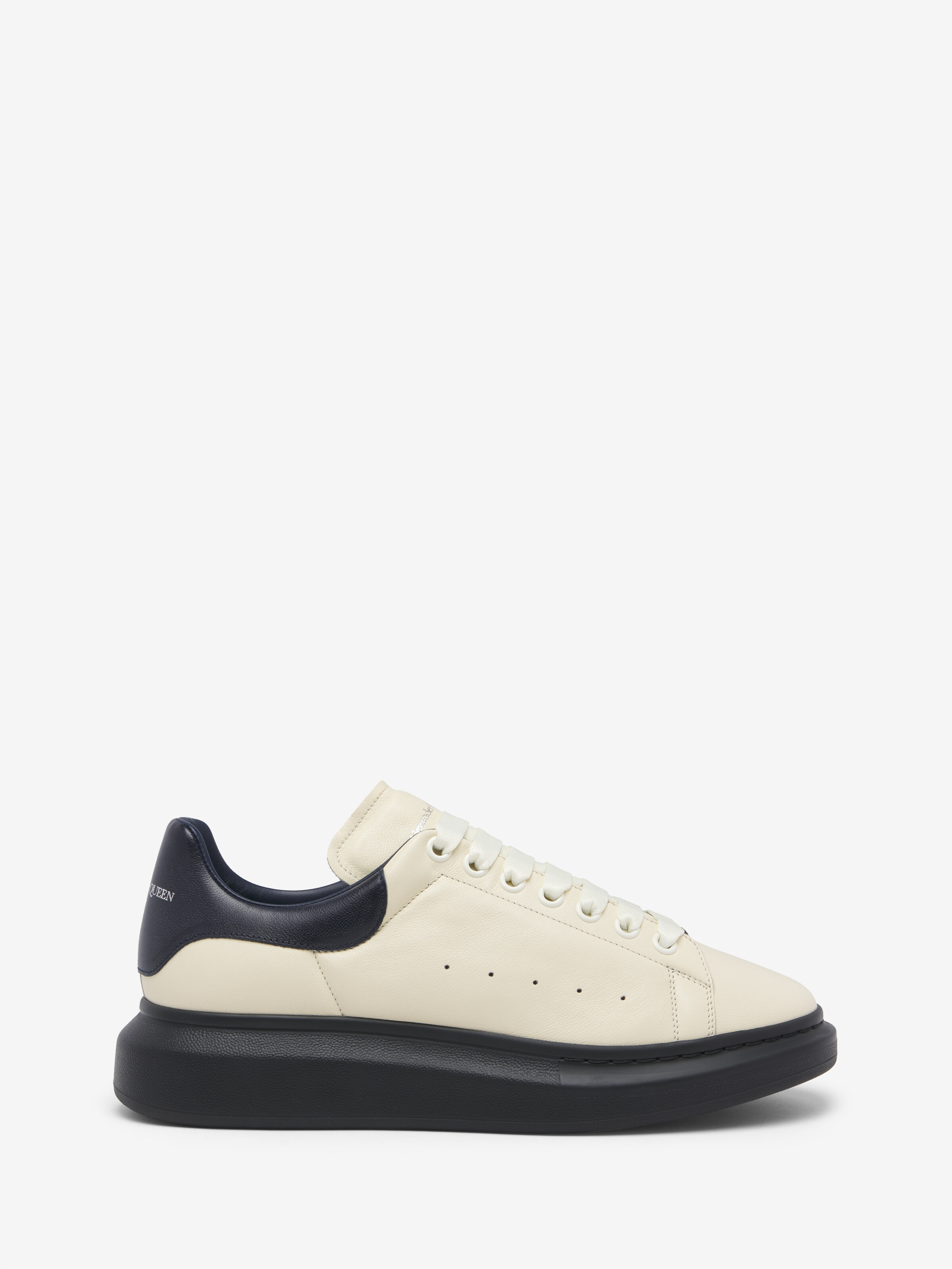Men's Oversized Sneaker in Cream/Dark Blue in Calf Leather | Alexander McQueen - image 1