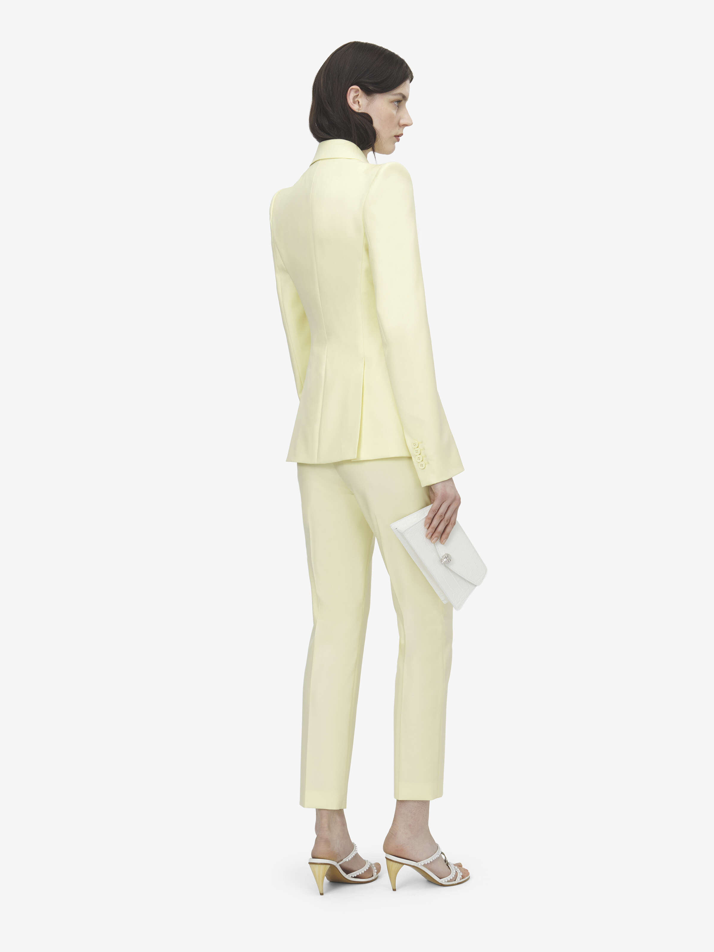 Women's 울 개버딘 시가렛 팬츠 in 옐로우 in 100% 양모 | Alexander McQueen - image 4