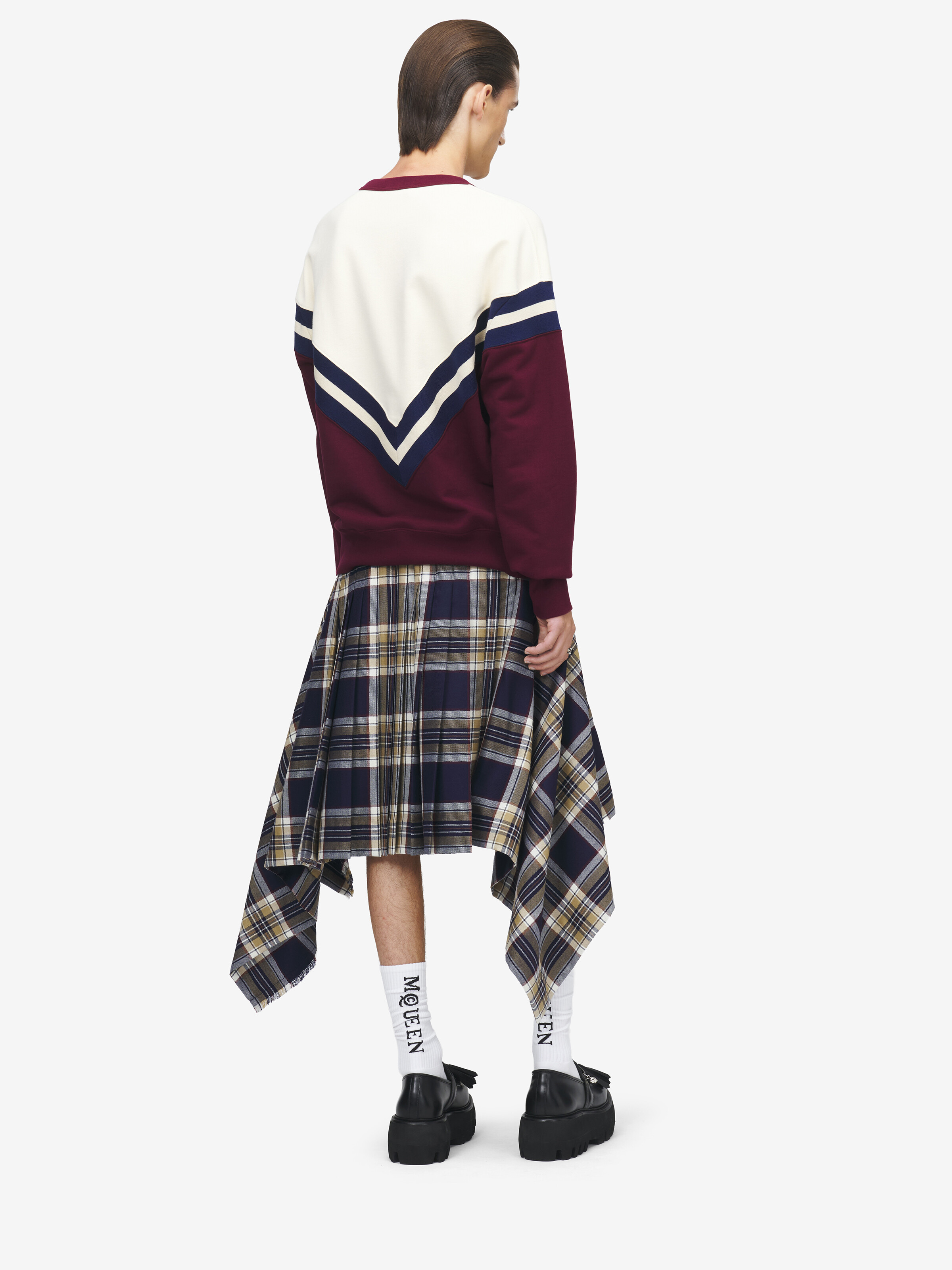 Men's McQueen Logo Sweatshirt in Ivory/Navy/Burgundy in 100% Cotton | Alexander McQueen - image 4