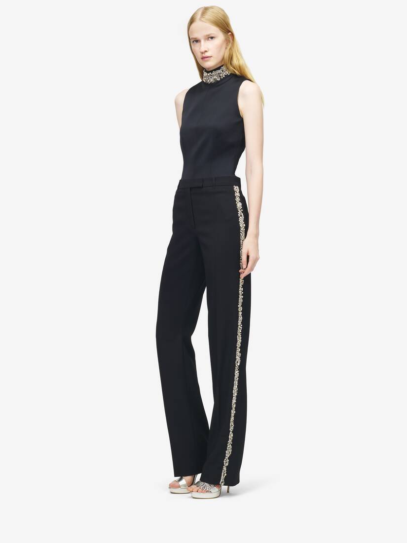 Crystal Embroidery Tuxedo Trousers