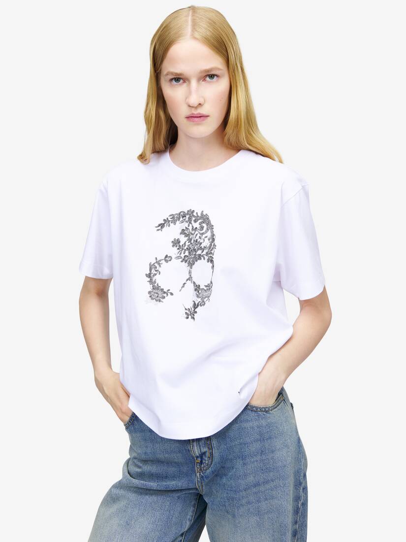 Lace Skull T-shirt | Alexander McQueen - image 1