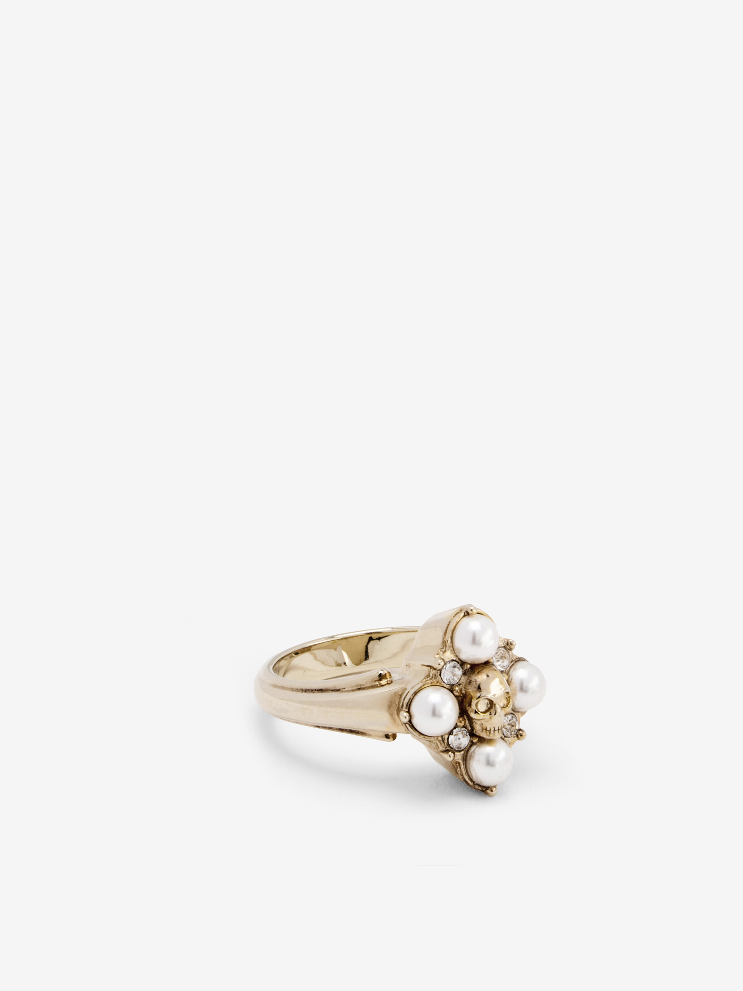 Bague Skull et Cristaux pour Femme en Finition or pâle in Laiton | Alexander McQueen - image 3