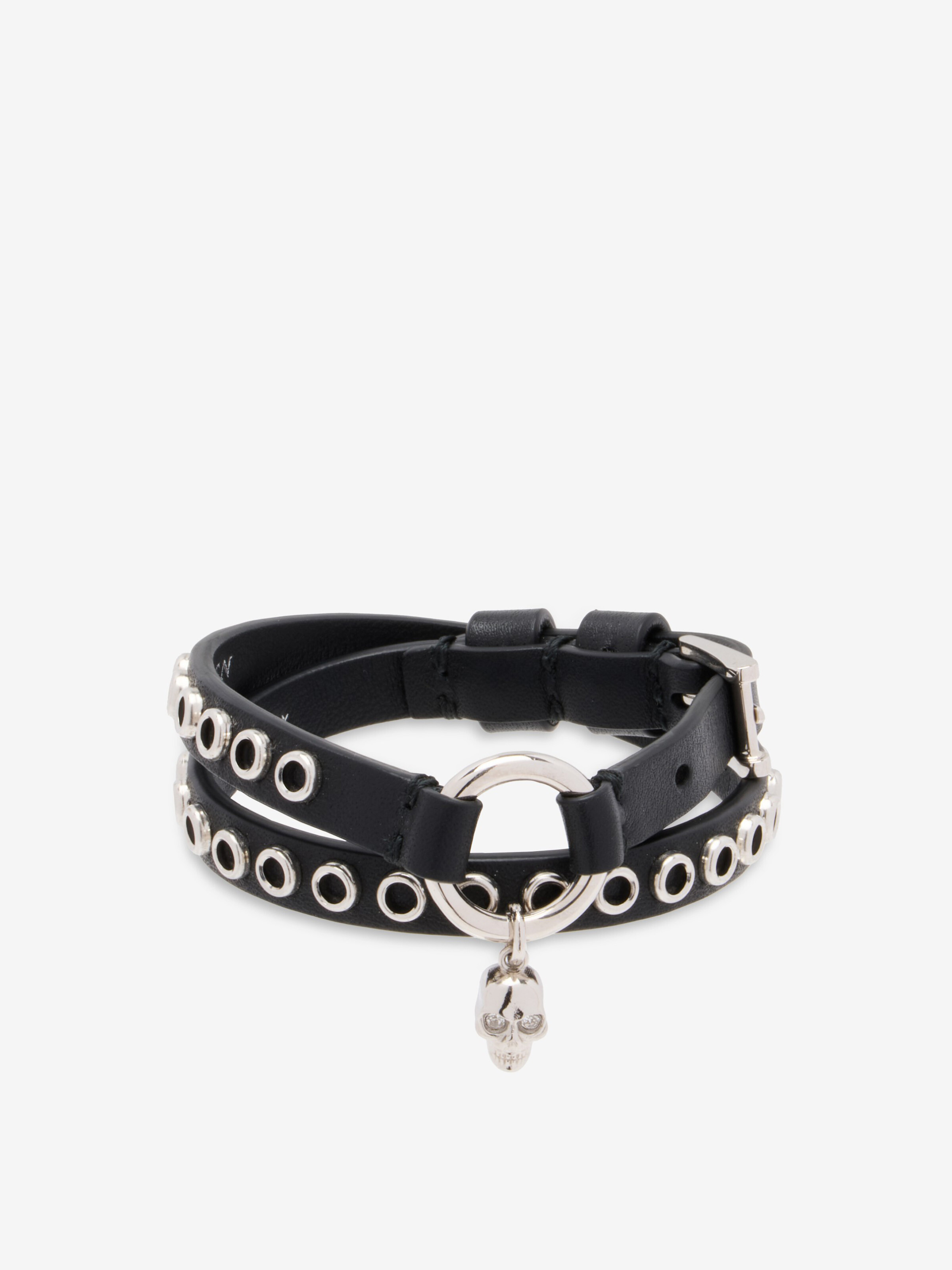 Bracelet double tour à anneau Skull avec œillets
