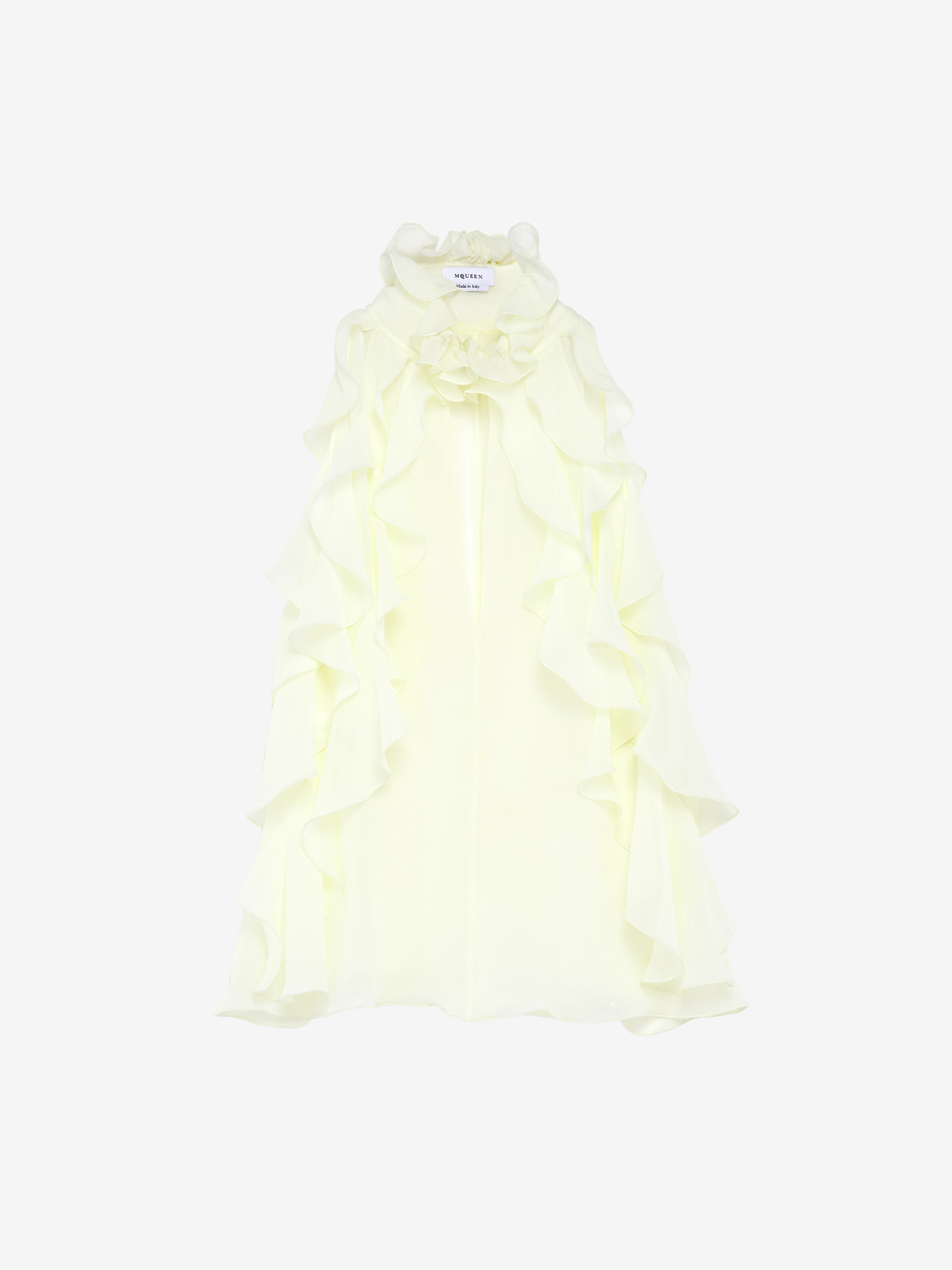 Women's Ruffled Top in Cream in 100% Silk | Alexander McQueen - image 2