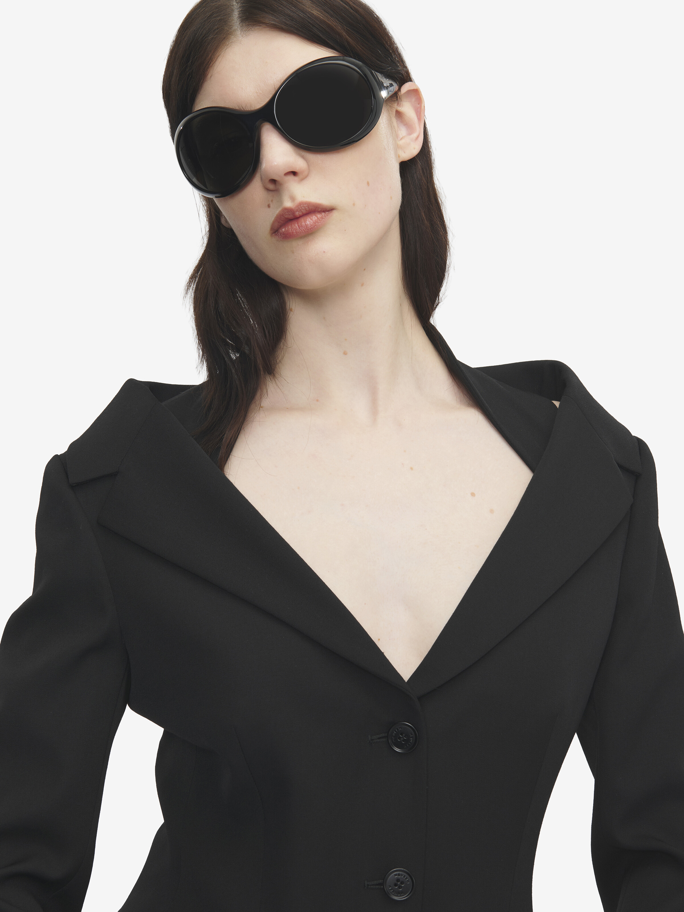 Women's 오프숄더 하네스 재킷 in 블랙 in 100% 양모 | Alexander McQueen - image 5
