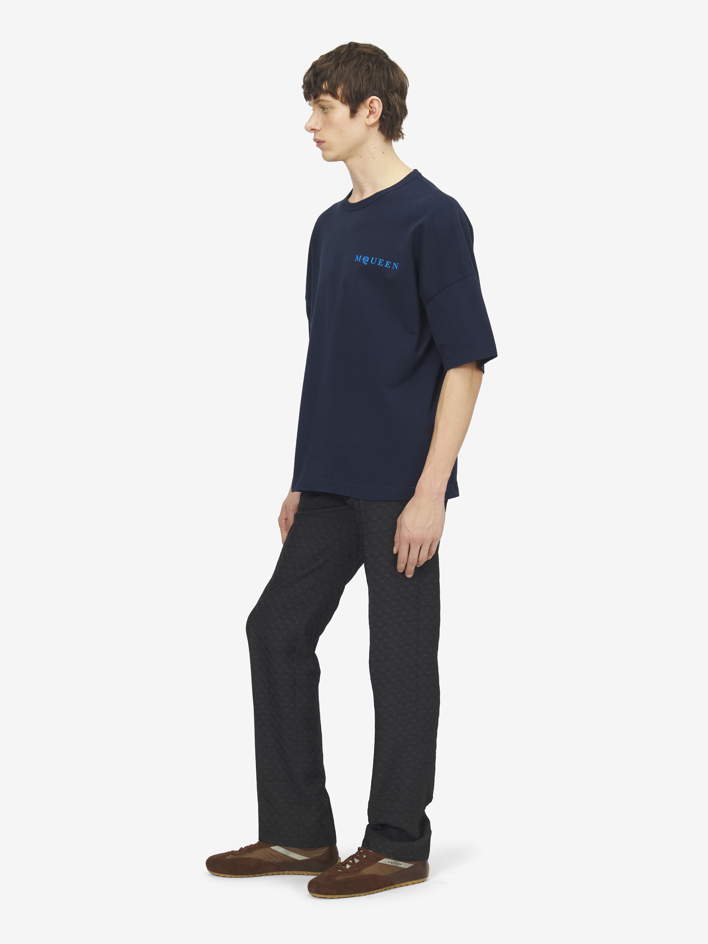 Men's Logo Oversized T-shirt in Blue in Fabric: 100% Cotton, Trimming: 100% Cotton | Alexander McQueen - image 3