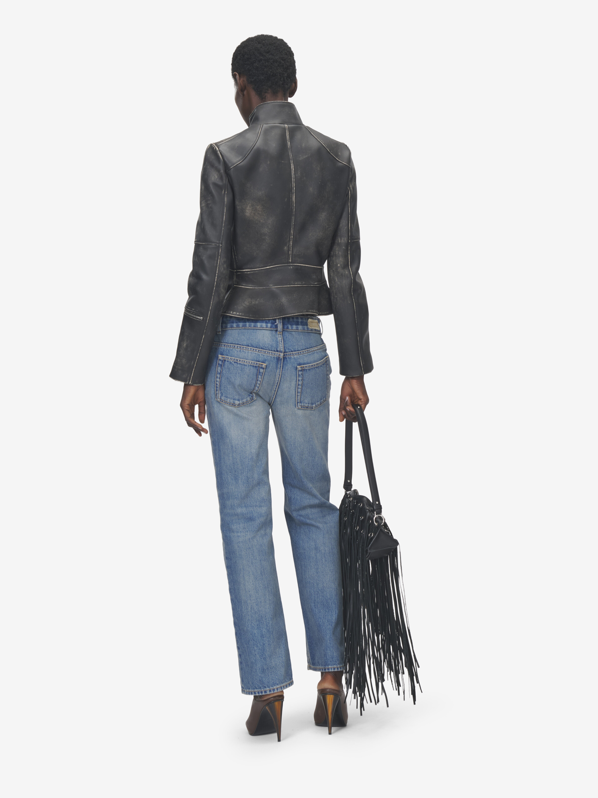 Women's Deconstructed Waist Jeans in Washed Blue in 100% Cotton | Alexander McQueen - image 4