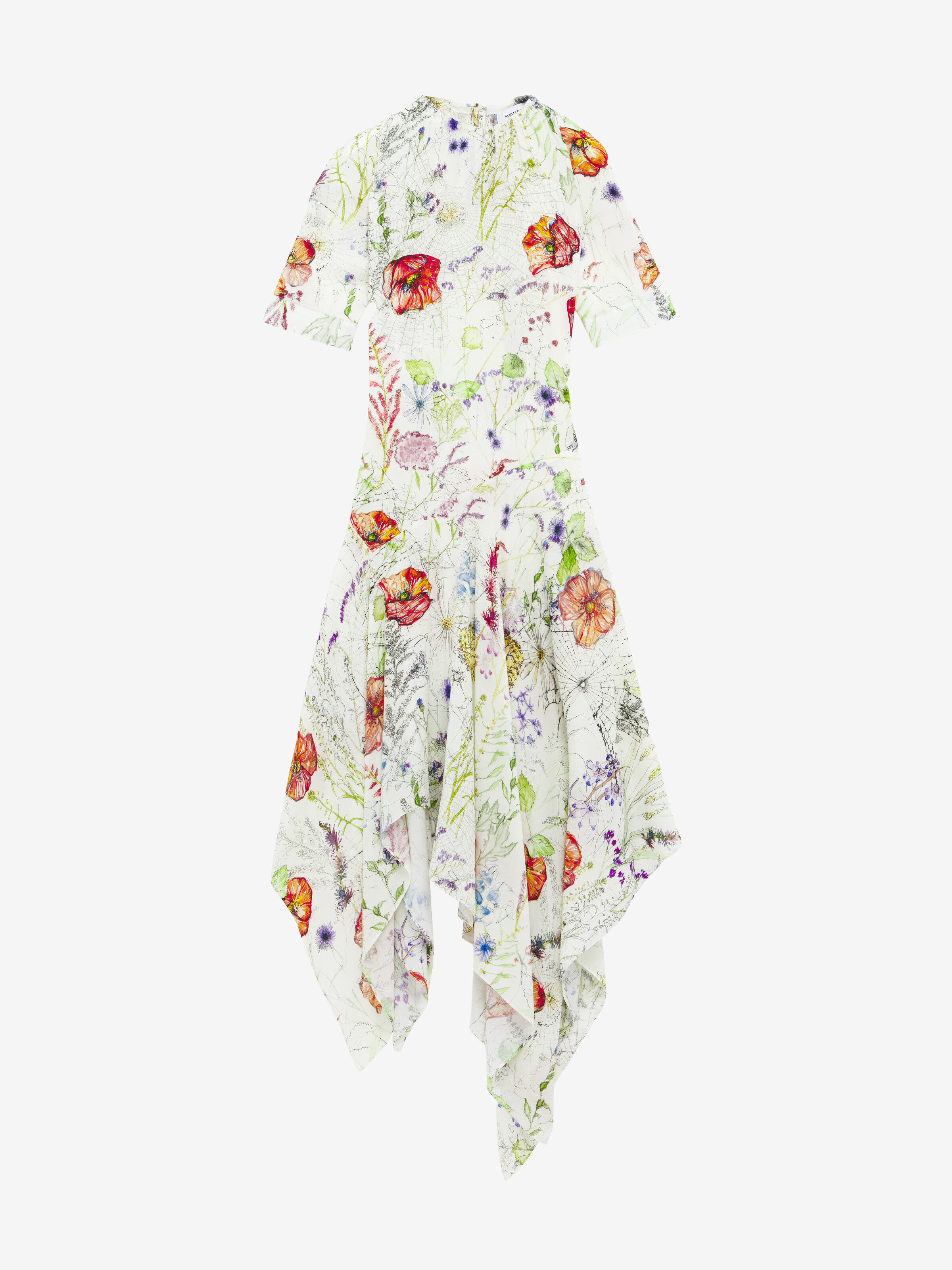 Women's Meadow Floral Asymmetric Dress in Ivory in 100% Viscose | Alexander McQueen - image 1