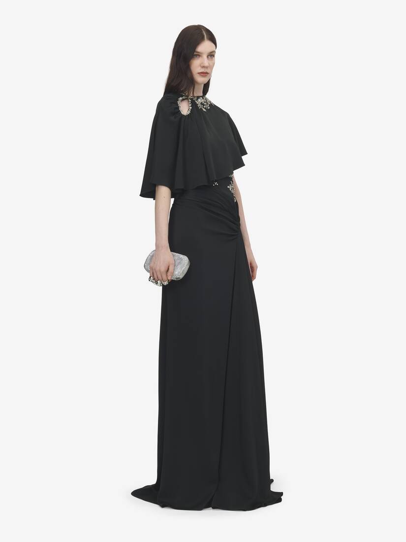 Floral Embroidery Asymmetric Cape | Alexander McQueen - image 3