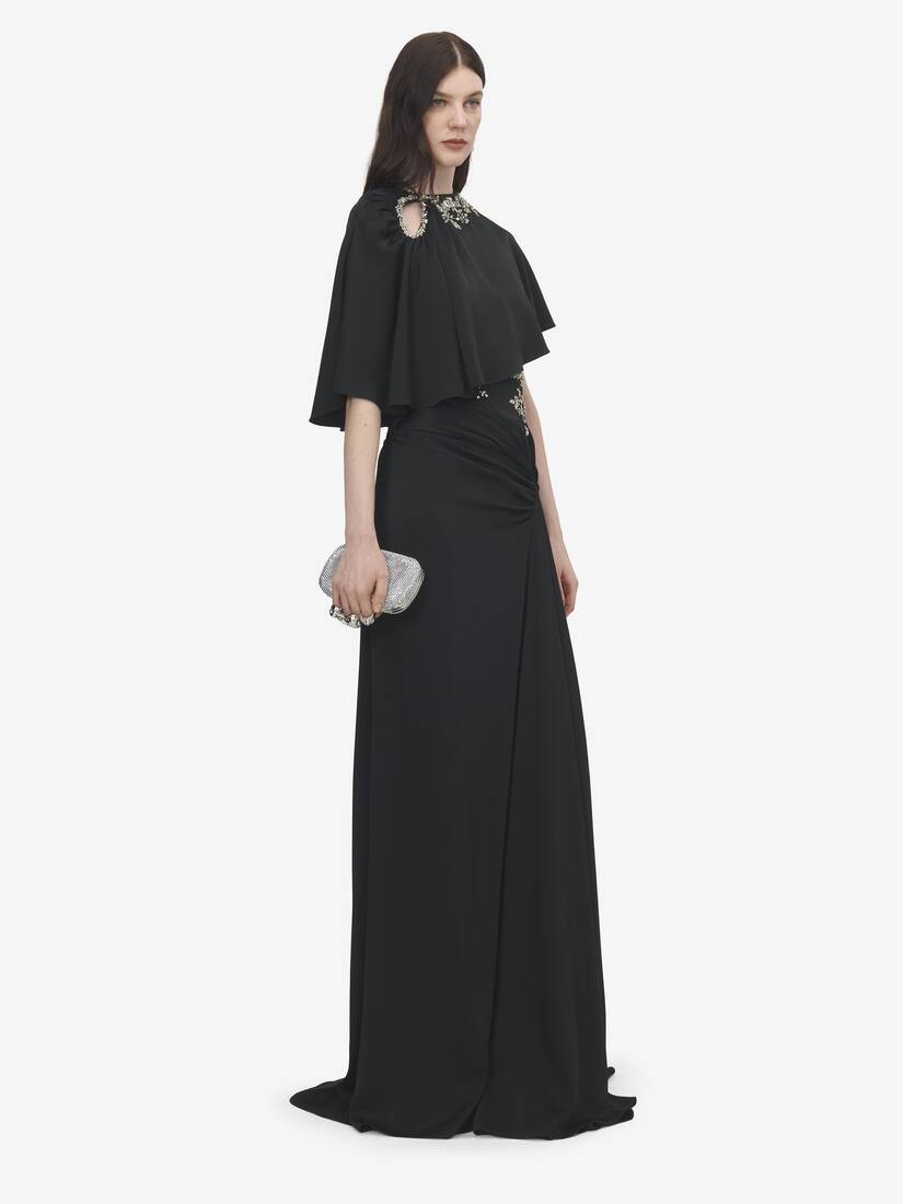 Asymmetrisches Cape mit floralen Stickereien | Alexander McQueen - image 3