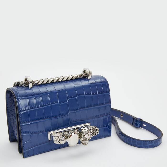 Women's Mini Jewelled Satchel in Blue | Alexander McQueen US Women's Mini Jewelled Satchel in Blue | Alexander McQueen US