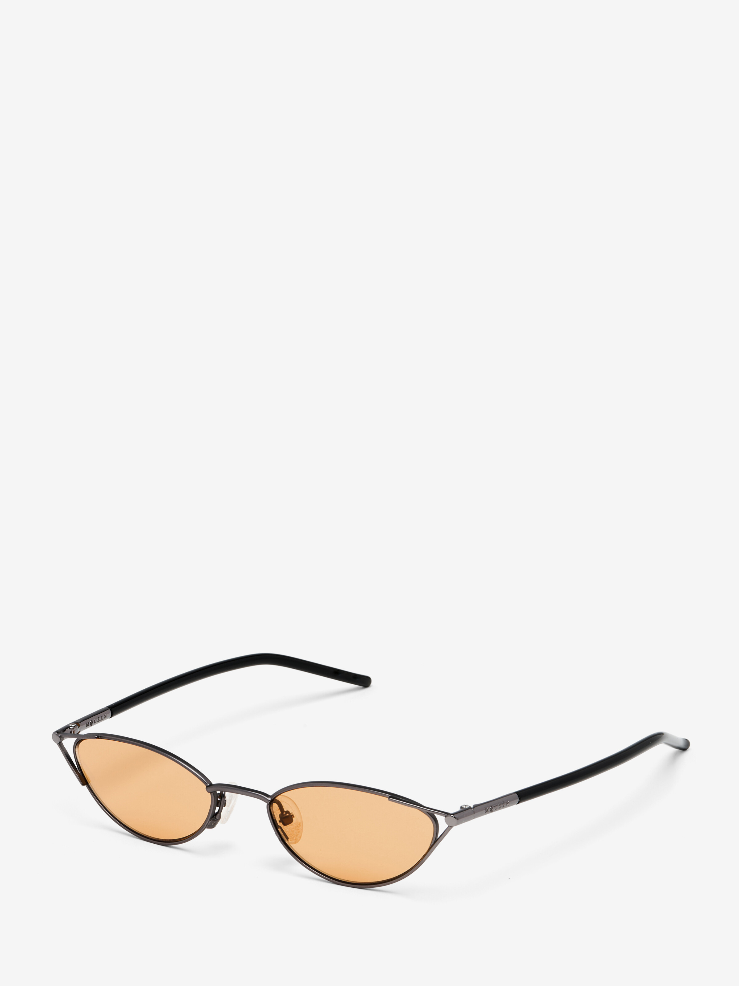 Women's T-Bar Sleek Cat-eye Sunglasses in Burnt Orange in Plastic, Brass | Alexander McQueen - image 3