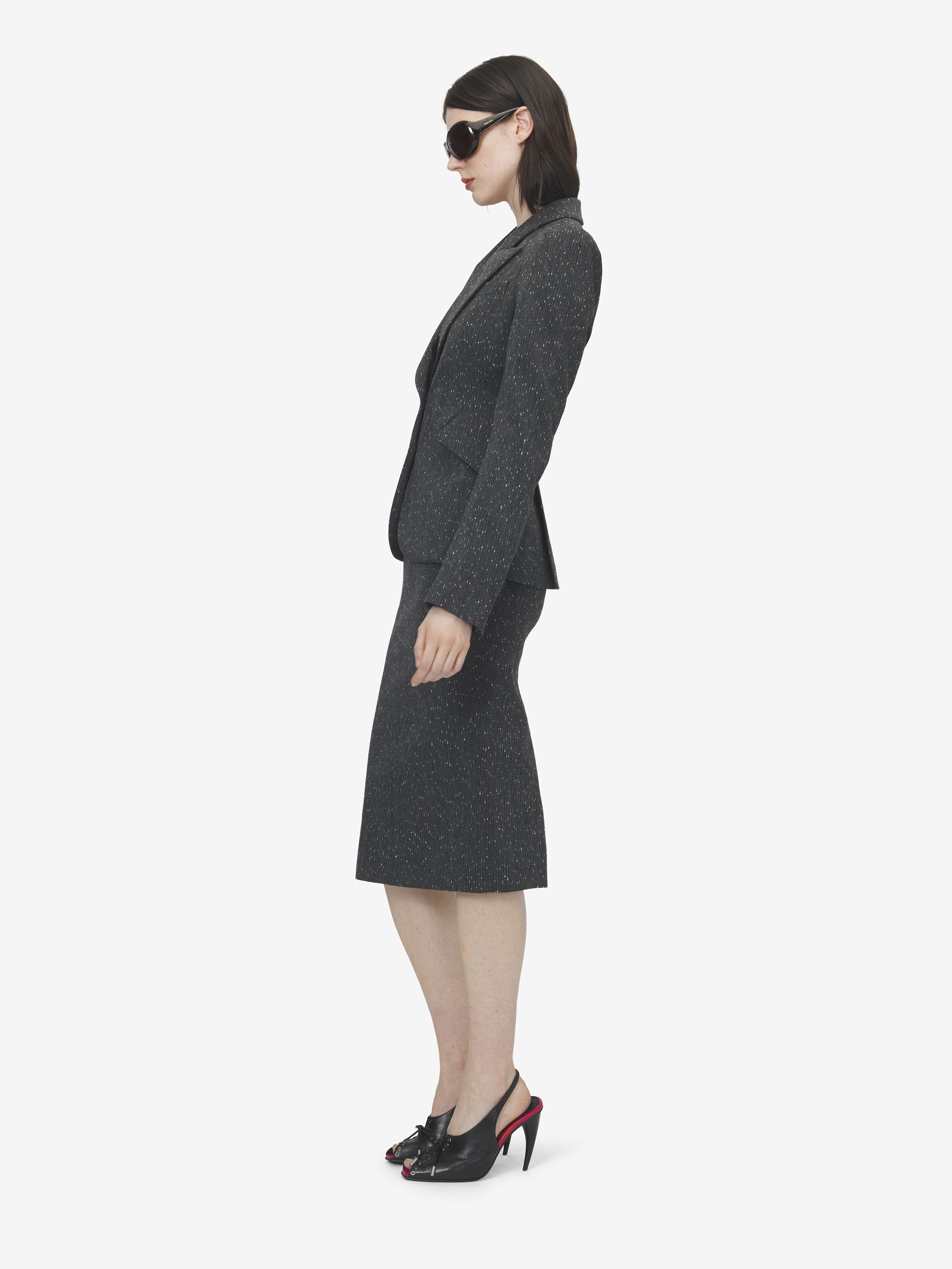 Einreihiges meliertes Nadelstreifen-Jackett für Damen in Grau in 99% Wolle, 1% Polyamid | Alexander McQueen - image 3