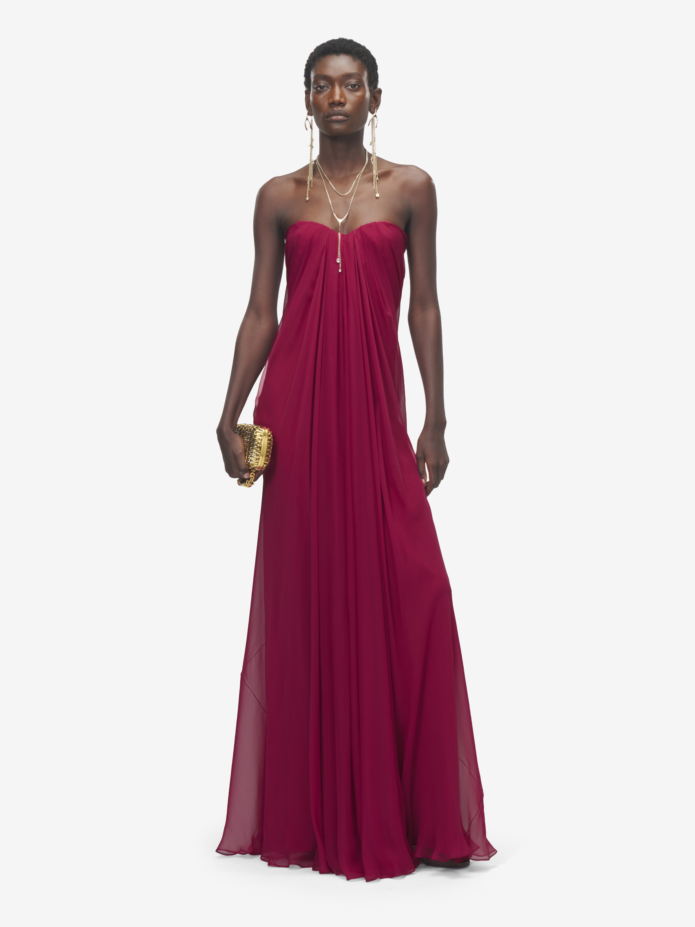 Women's Bustier Evening Dress in Pink in 100% Silk | Alexander McQueen - image 2