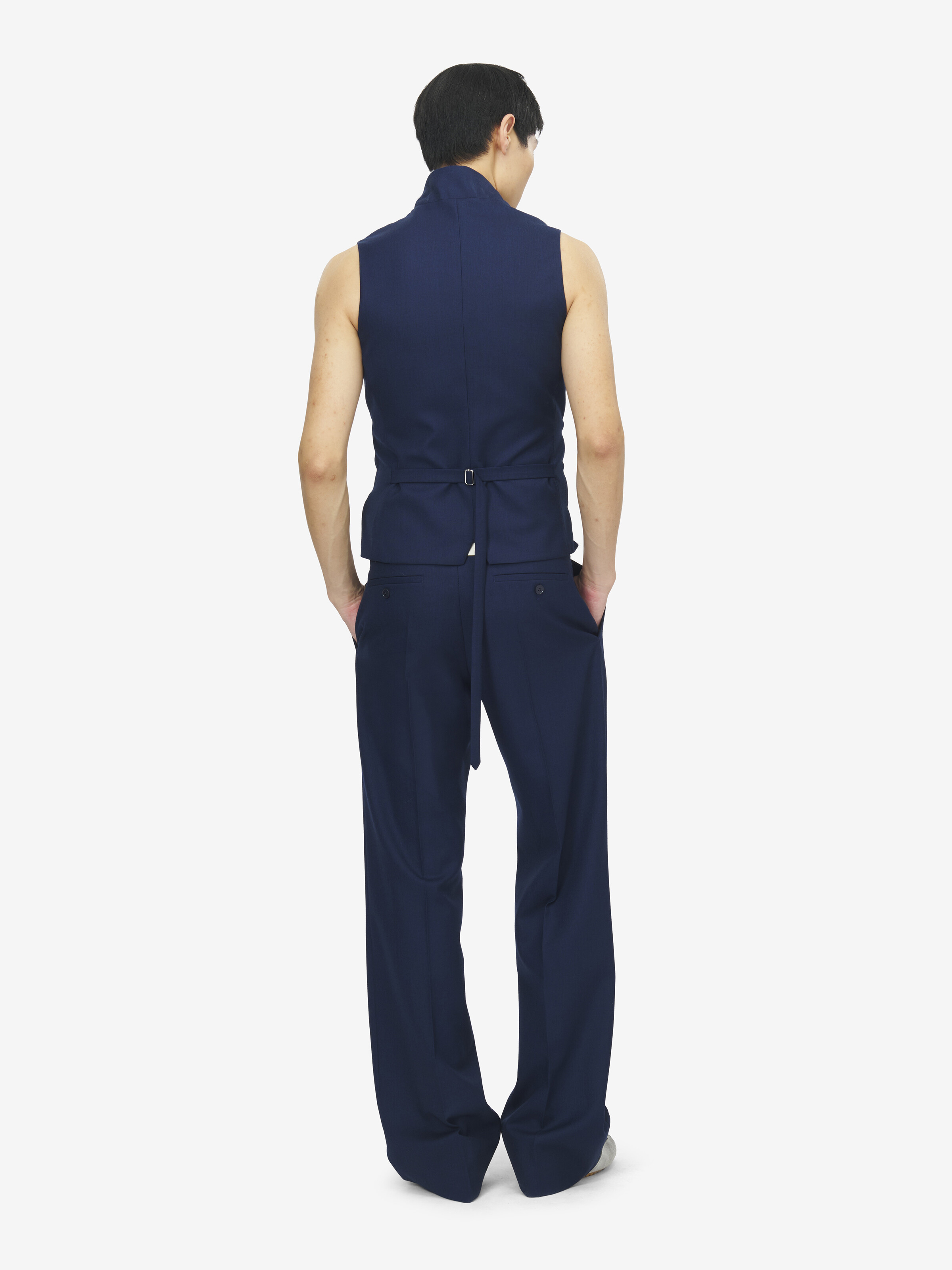 Men's Tailored Trousers in Indigo in 100% Wool | Alexander McQueen - image 4