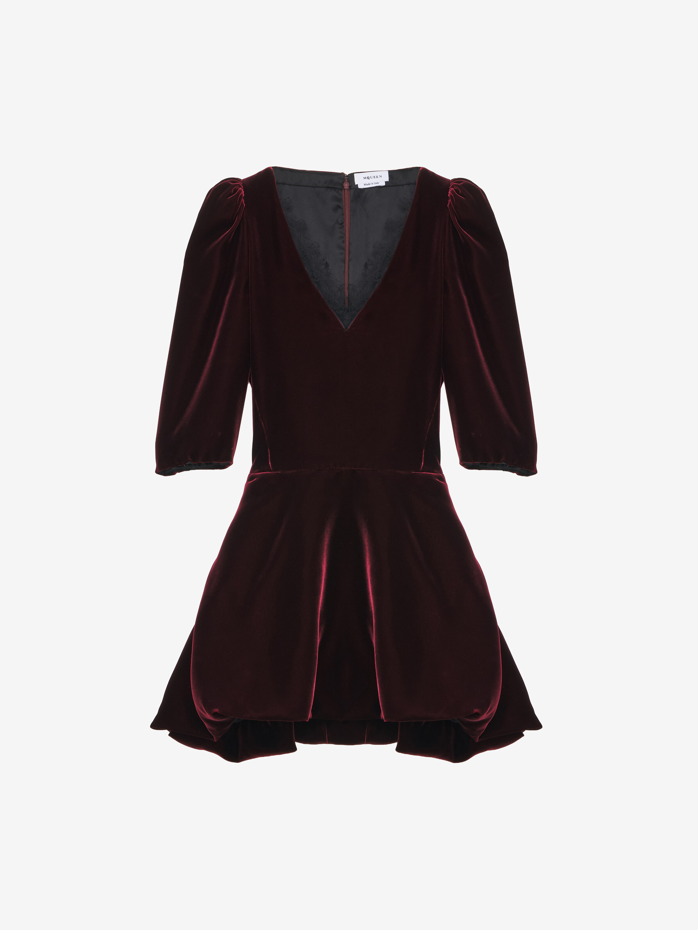 Women's Velvet Mini Dress in Deep Red in 69% Viscose, 31% Cupro | Alexander McQueen - image 1