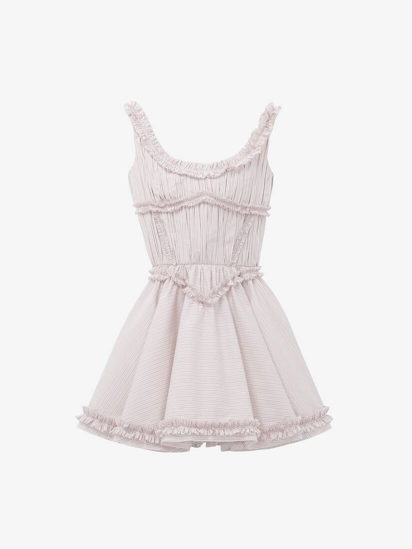 Nadelstreifen-Minikleid mit Plissee-Rüschen | Alexander McQueen - image 1