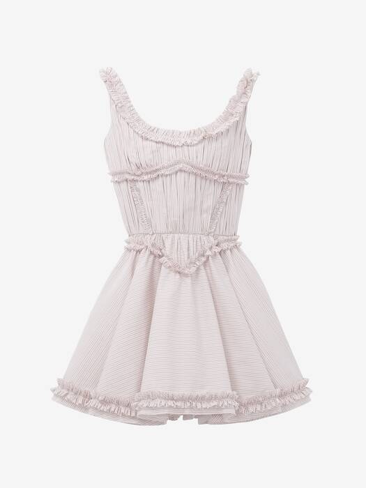 プリーツ ラッフル ピンストライプ ミニドレス | McQueen JP