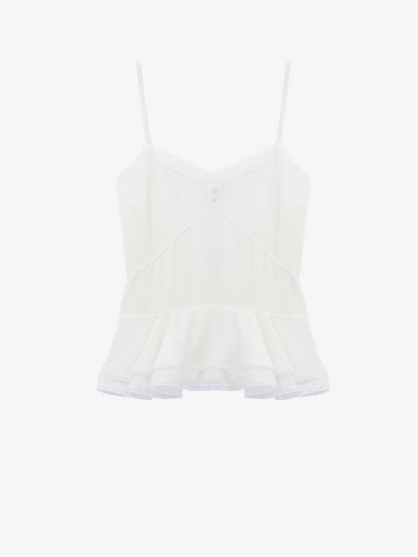 桑蚕丝腰饰裙摆吊带上衣 | Alexander McQueen - image 1