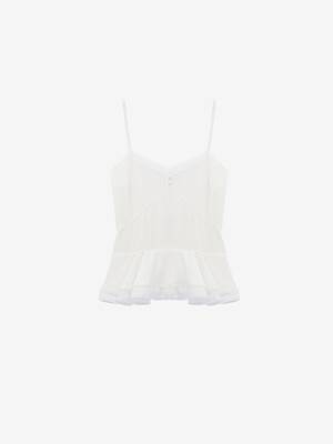 Women's Silk Peplum Cami Top in Ivory | McQueen US