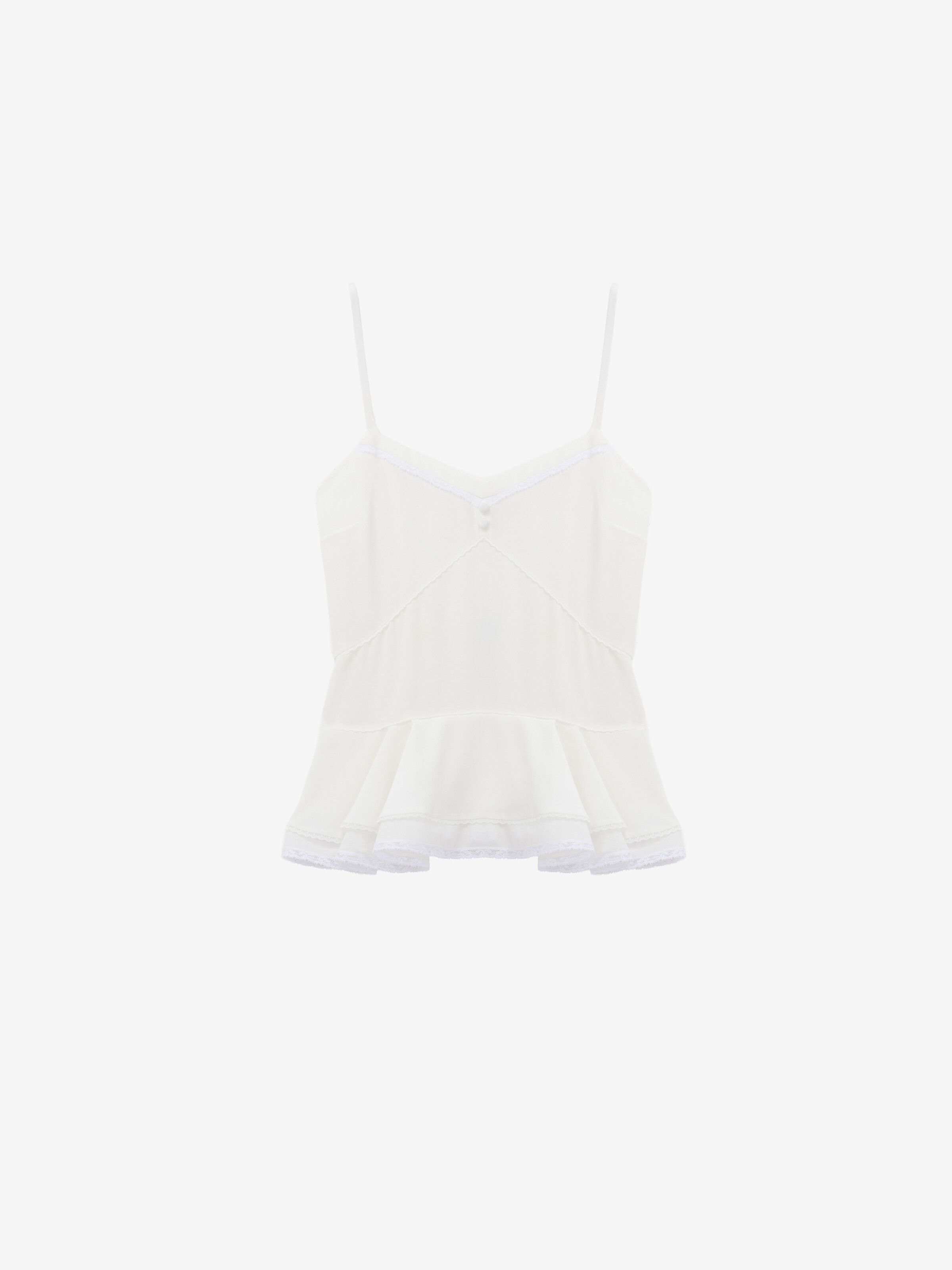 Women's Silk Peplum Cami Top in Ivory in 100% Silk | Alexander McQueen - image 1