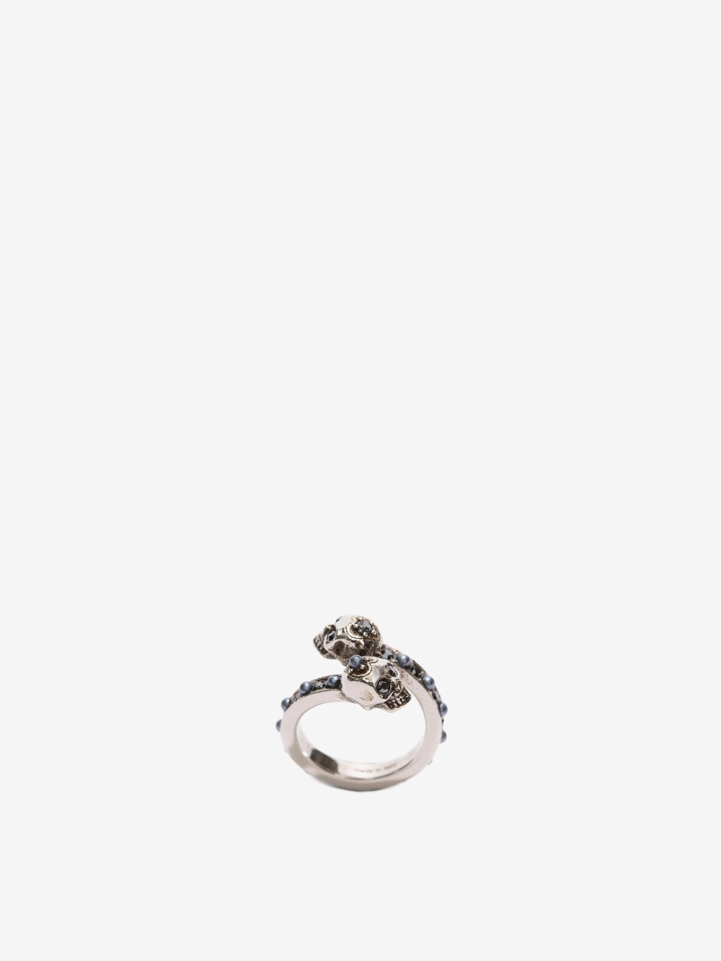Bague Skull enveloppante pour Femme en Finition argent ancien in Laiton | Alexander McQueen - image 1