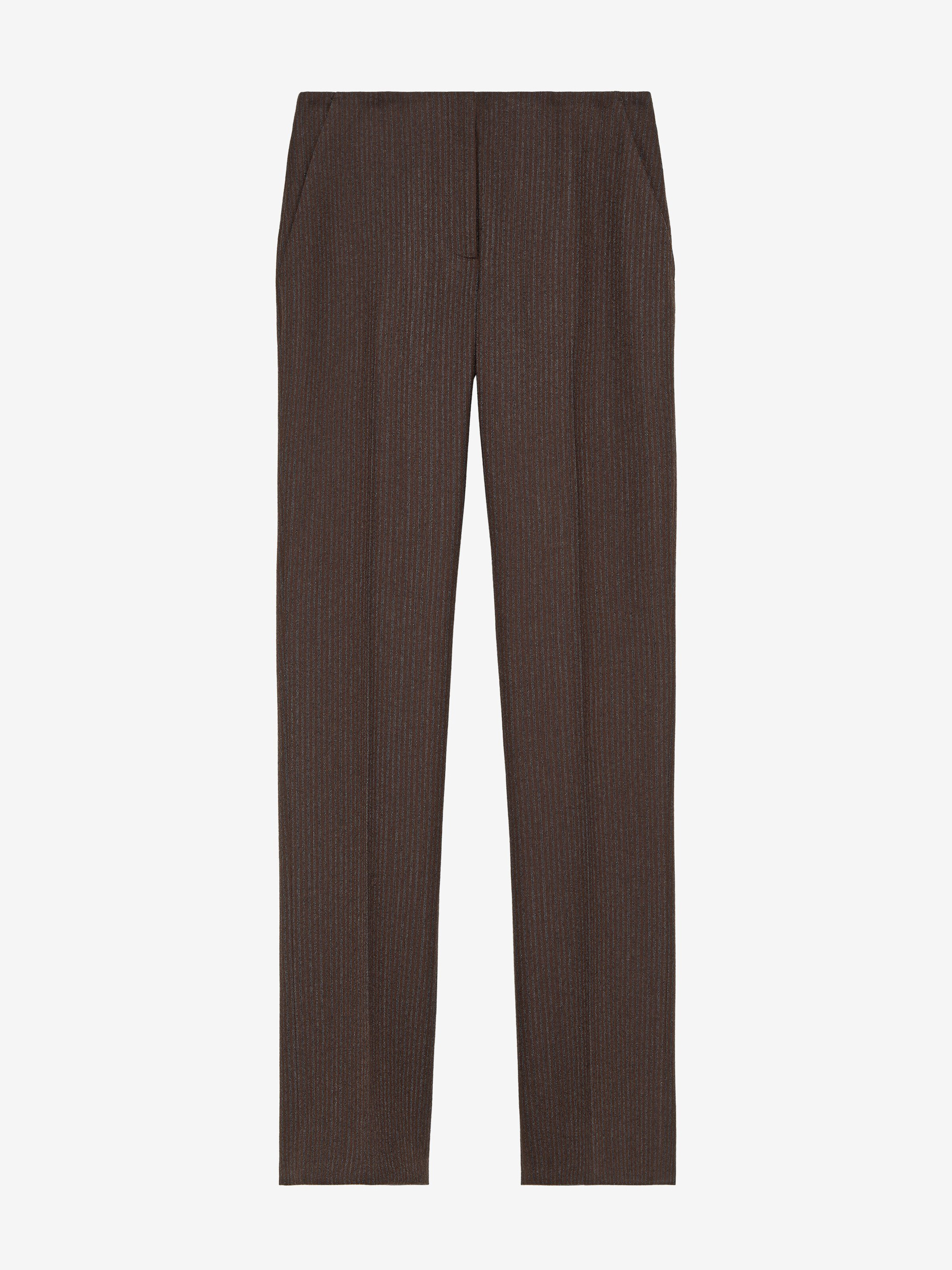 Pantalon en laine à fines rayures