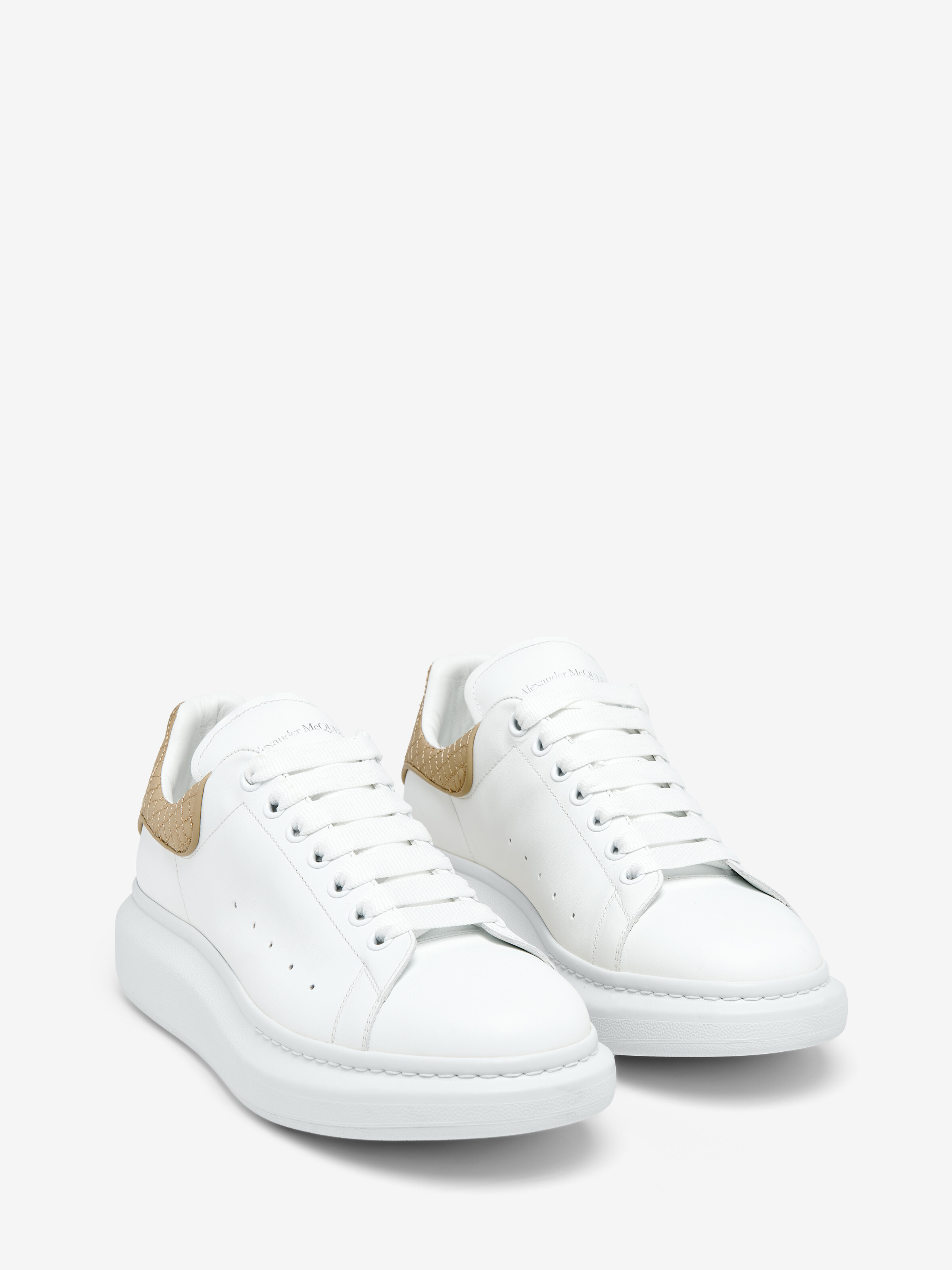 Men's Oversized Sneaker in White/Beige in Calf Leather | Alexander McQueen - image 2