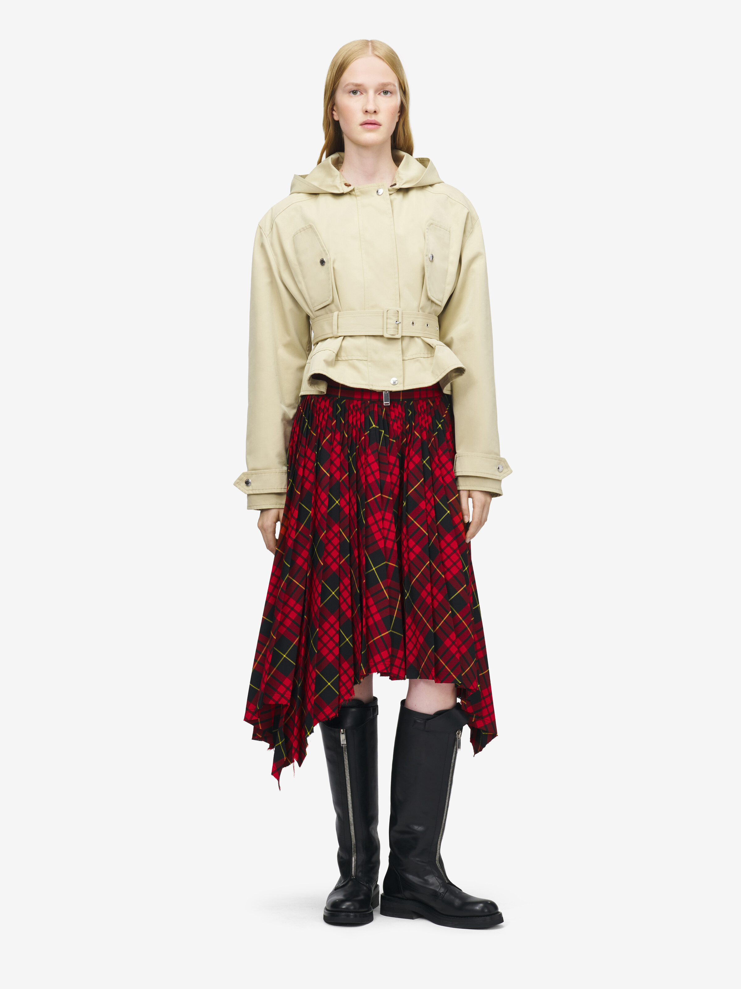 Women's Belted Peplum Jacket in Beige in 100% Cotton | Alexander McQueen - image 2