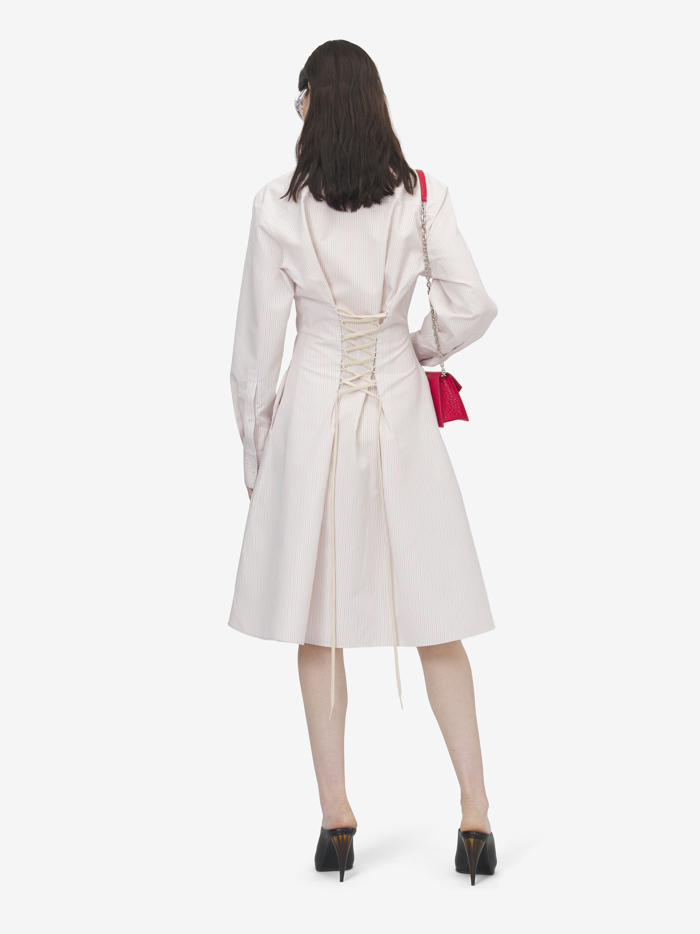 Nadelstreifen-Busenkleid für Damen in Elfenbein/Pink in 82% Baumwolle, 18% Seide | Alexander McQueen - image 4