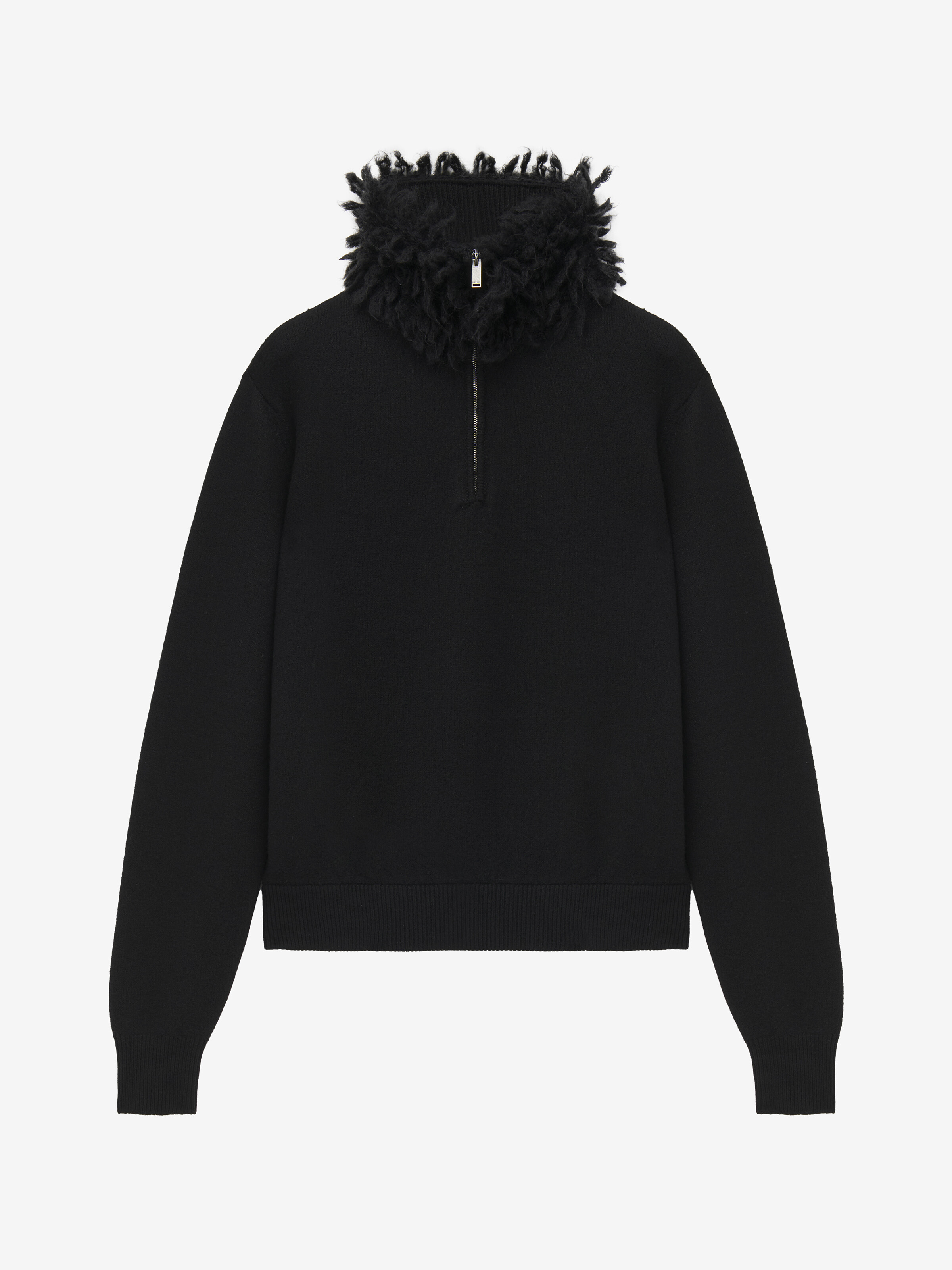 Pullover mit fransigem Kragen