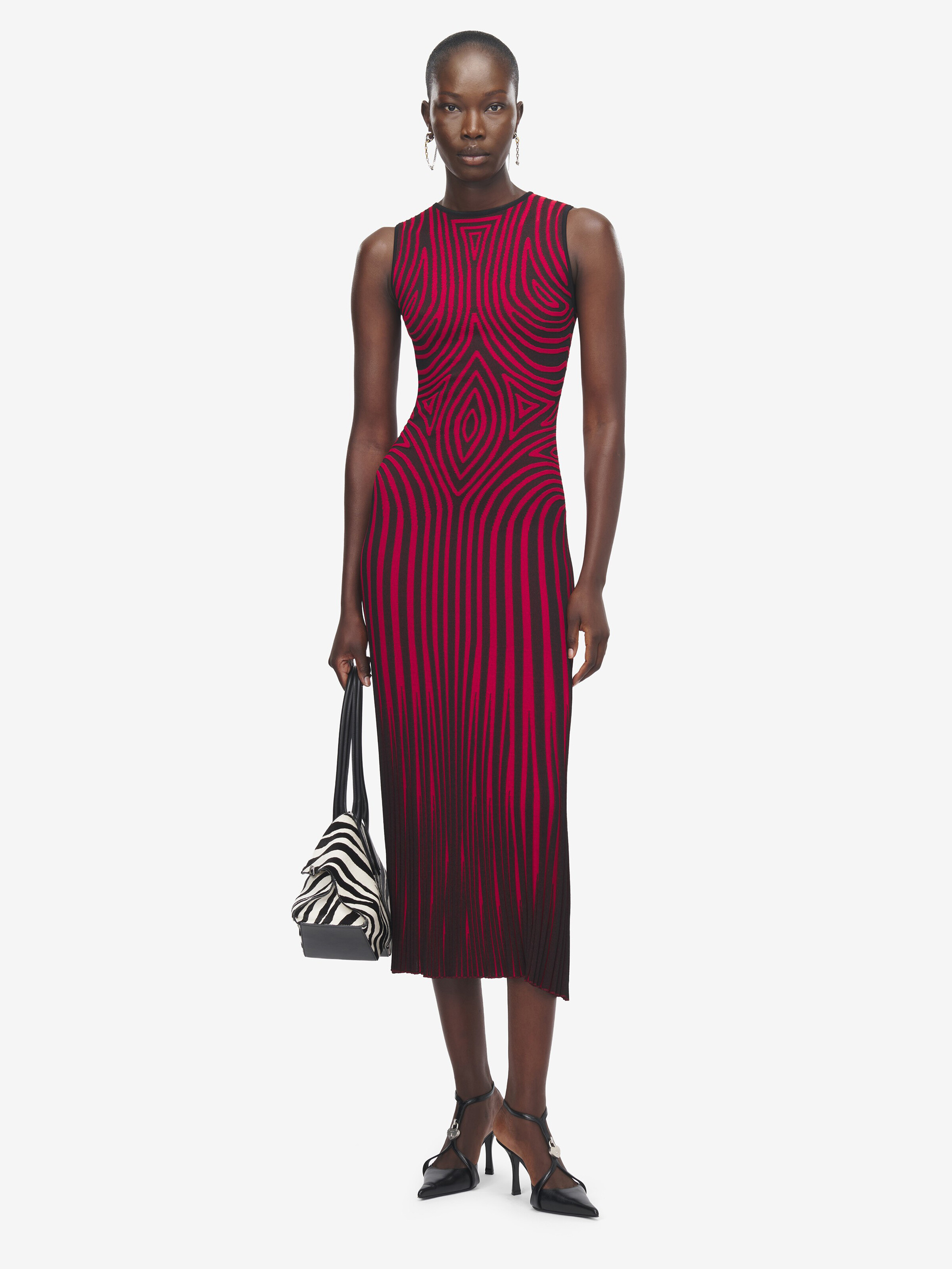 图形感线条针织中长连衣裙 in 92% 粘胶纤维, 8% 涤纶 | Alexander McQueen - image 2
