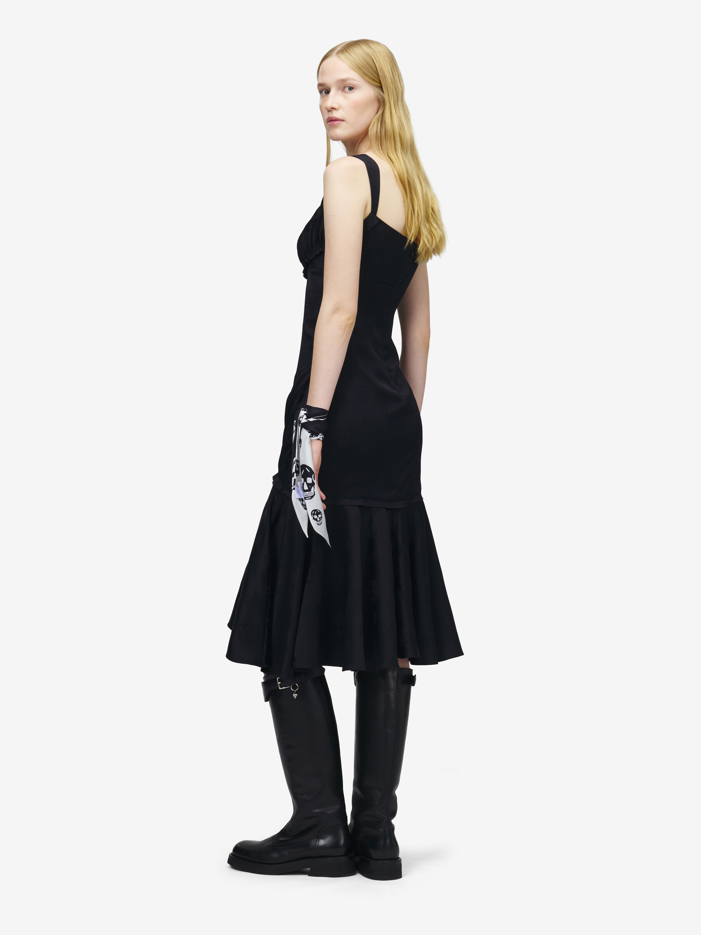 Abito midi Skull in jacquard da Donna in Nero in 100% Viscosa | Alexander McQueen - image 4