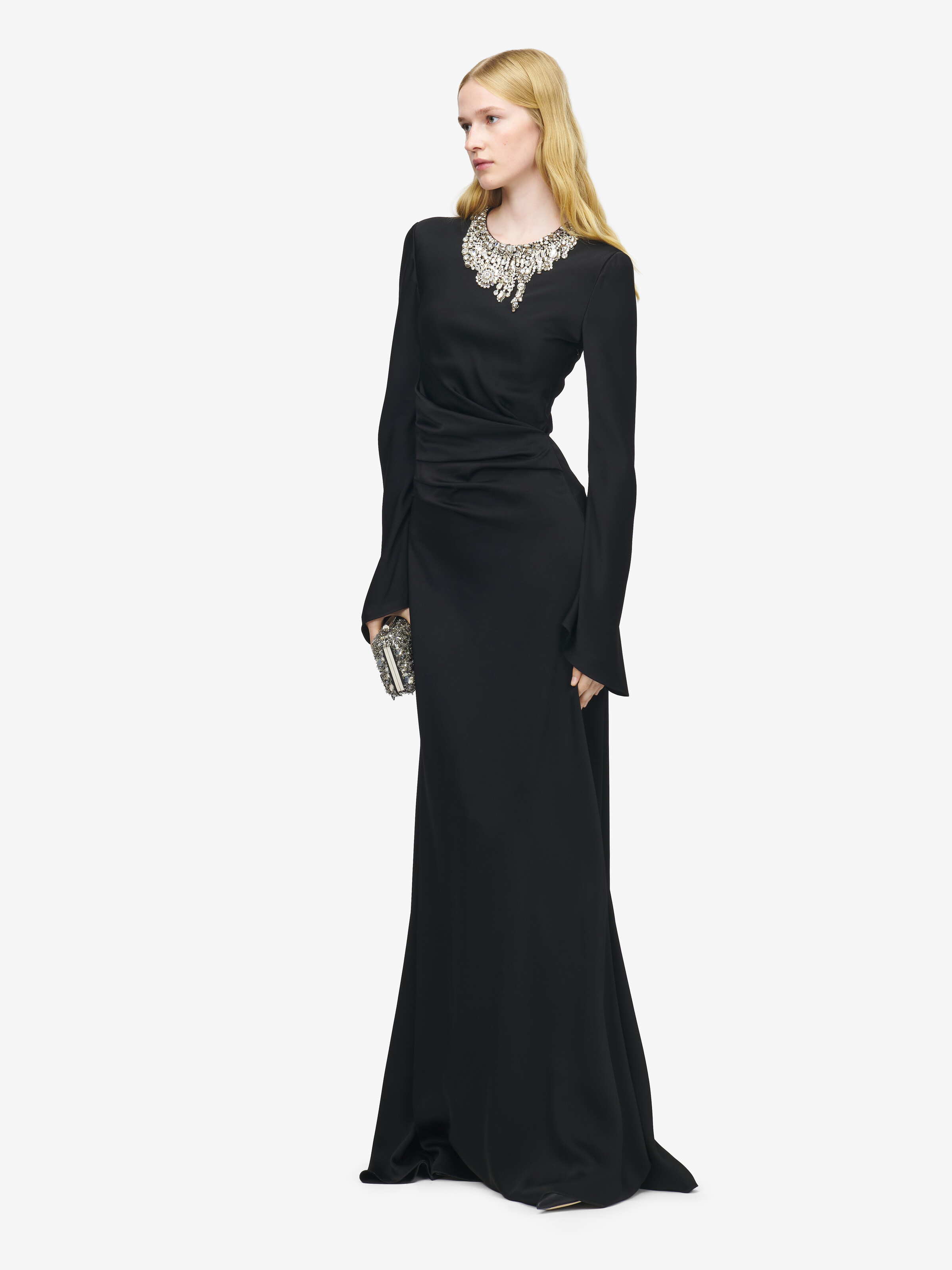 珠宝刺绣晚宴连衣裙 in 61% 粘胶纤维, 39% 醋酸盐 | Alexander McQueen - image 1