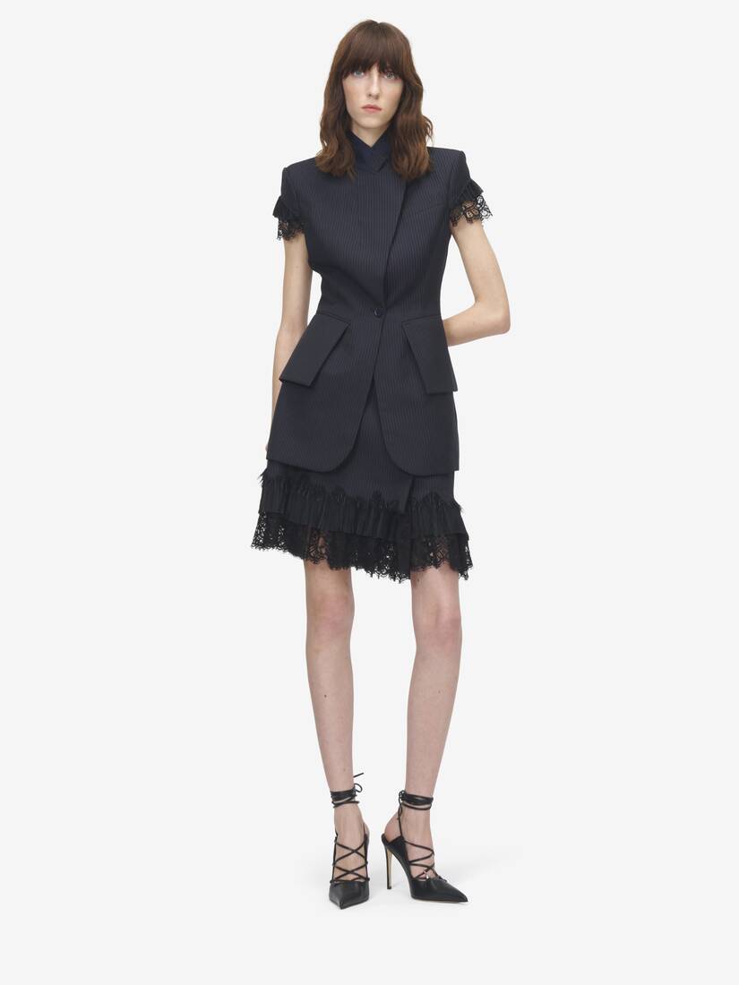 Pinstriped Short-Sleeved Jacket | Alexander McQueen - image 2