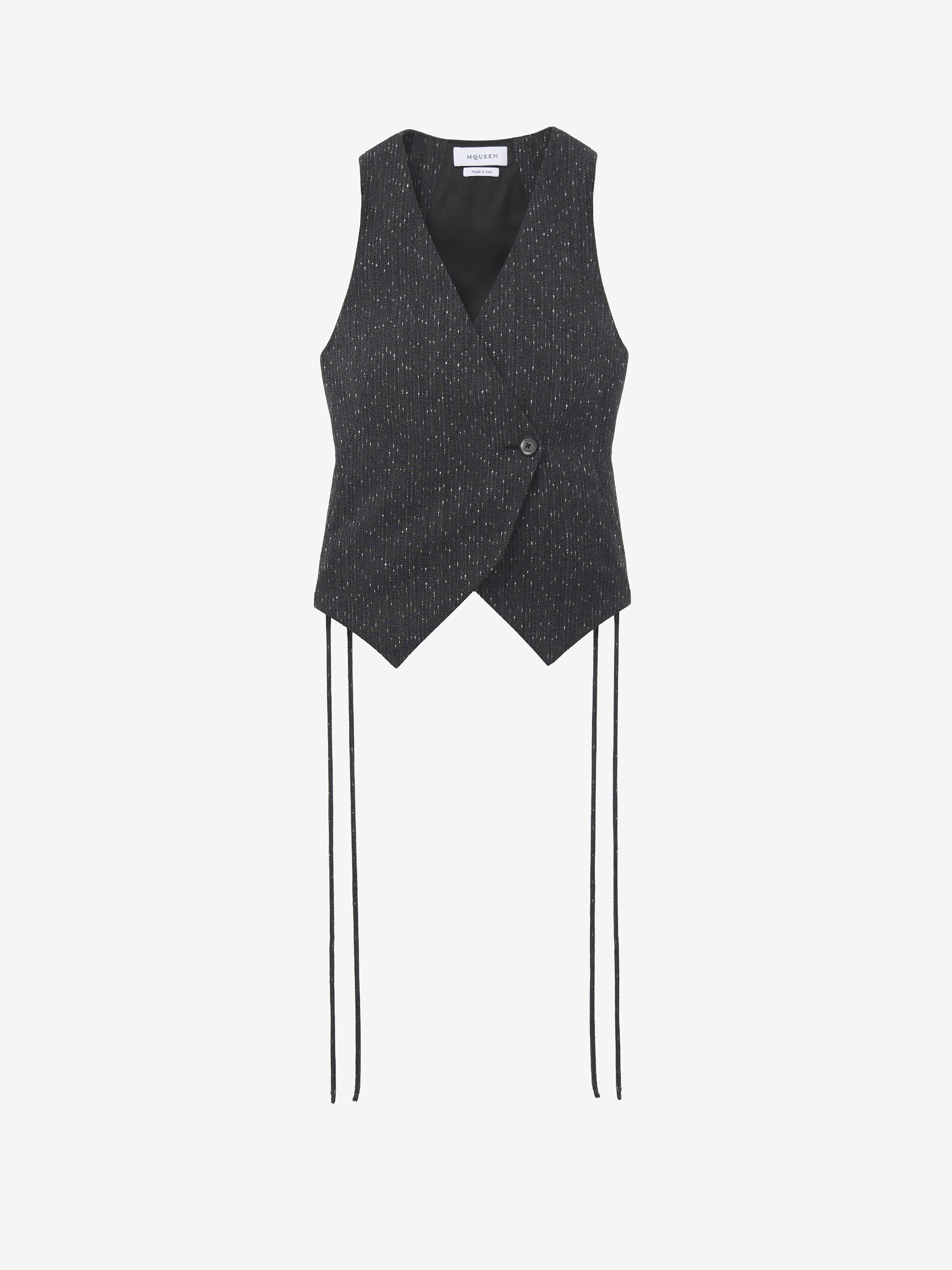 Gilet à corset lacé, à motif rayé moucheté pour Femme en Gris in 99% Laine, 1% Polyamide | Alexander McQueen - image 1