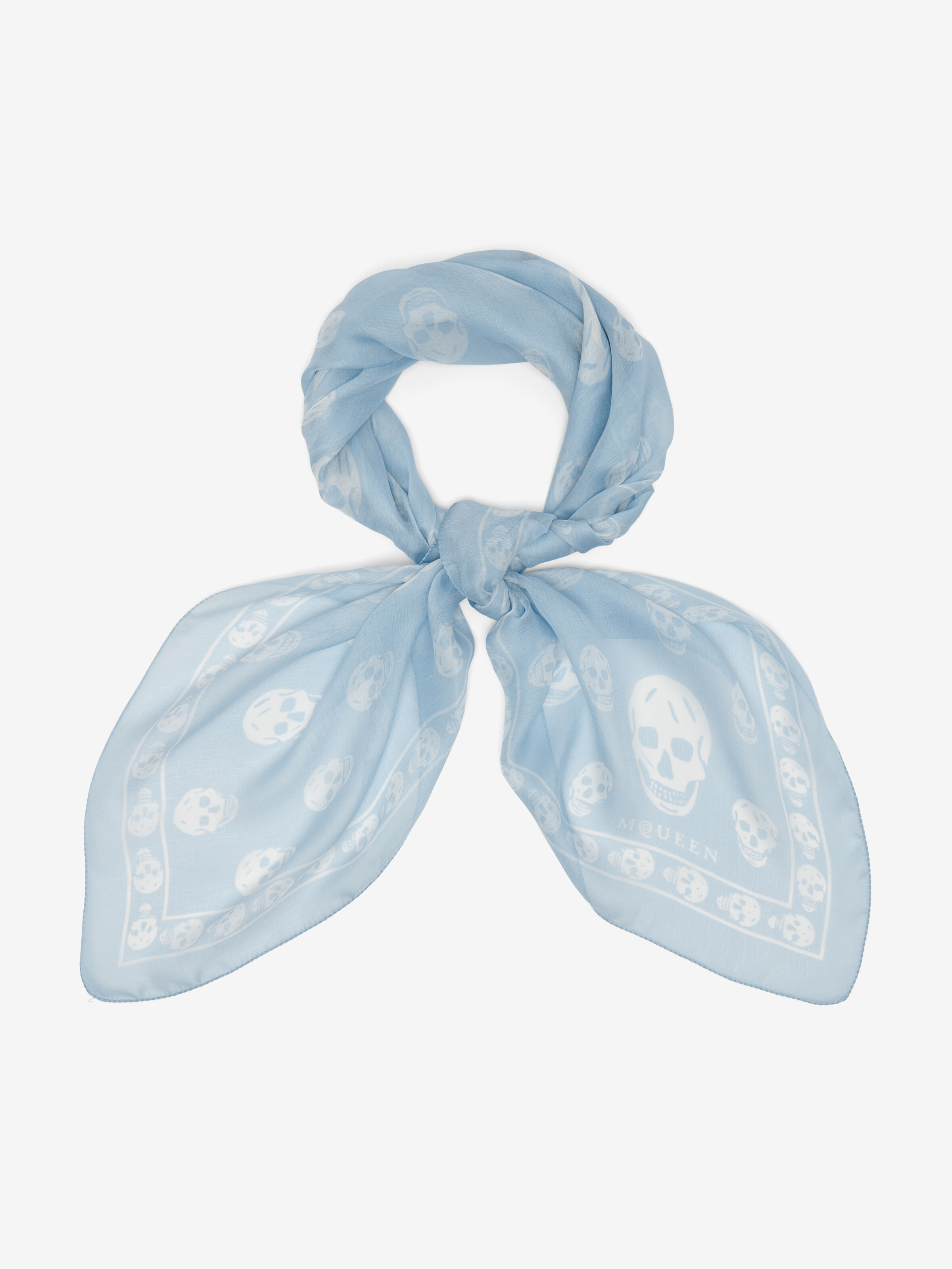 Women's Classic Skull Foulard in Light Blue in 100% Silk | Alexander McQueen - image 2