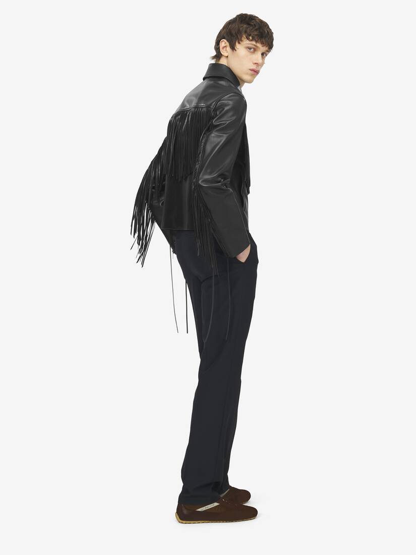 Veste en cuir à franges | Alexander McQueen - image 4