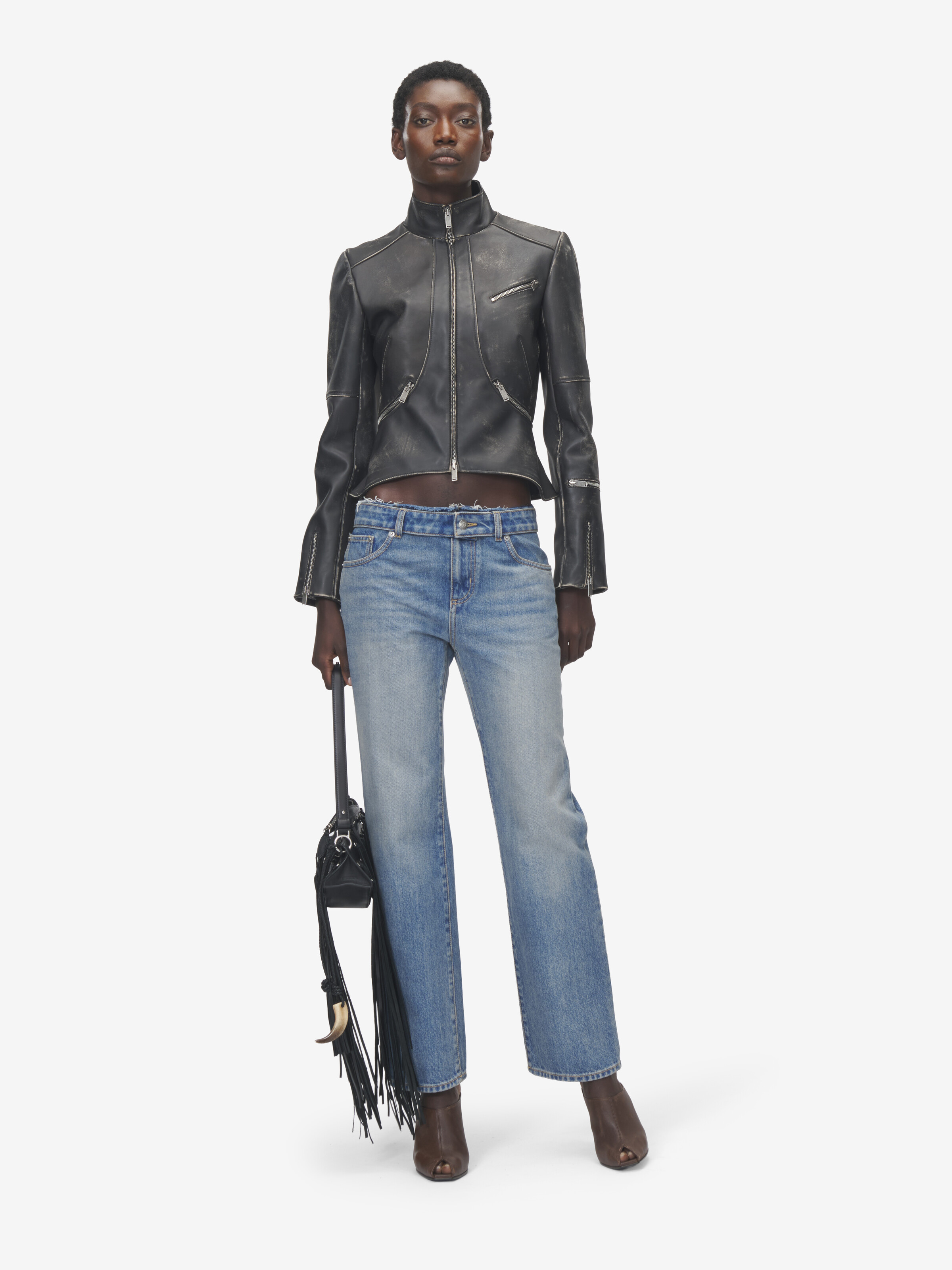 Women's Deconstructed Waist Jeans in Washed Blue in 100% Cotton | Alexander McQueen - image 2