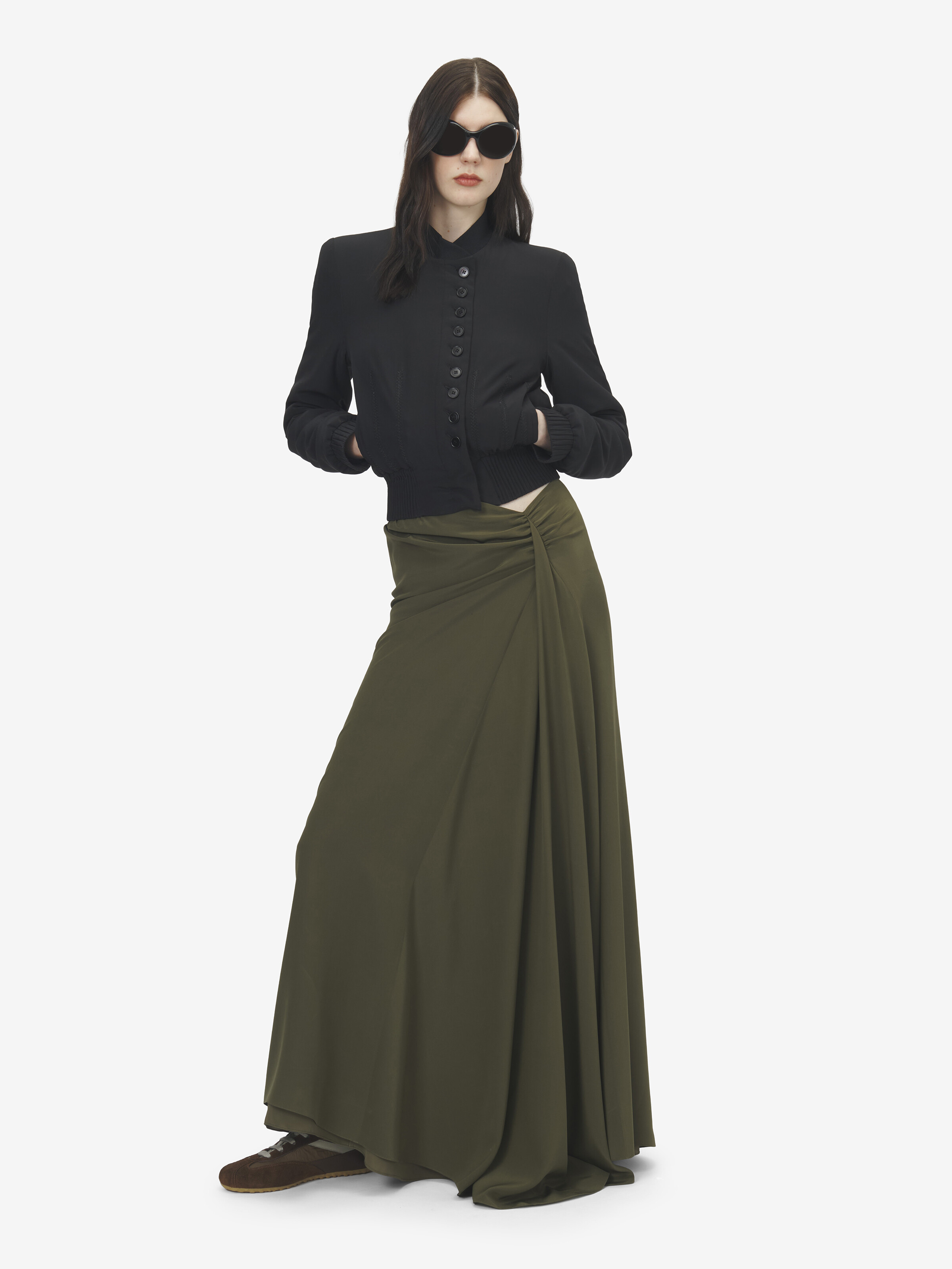 Women's Silk Bomber Jacket in Black in 100% Silk | Alexander McQueen - image 2