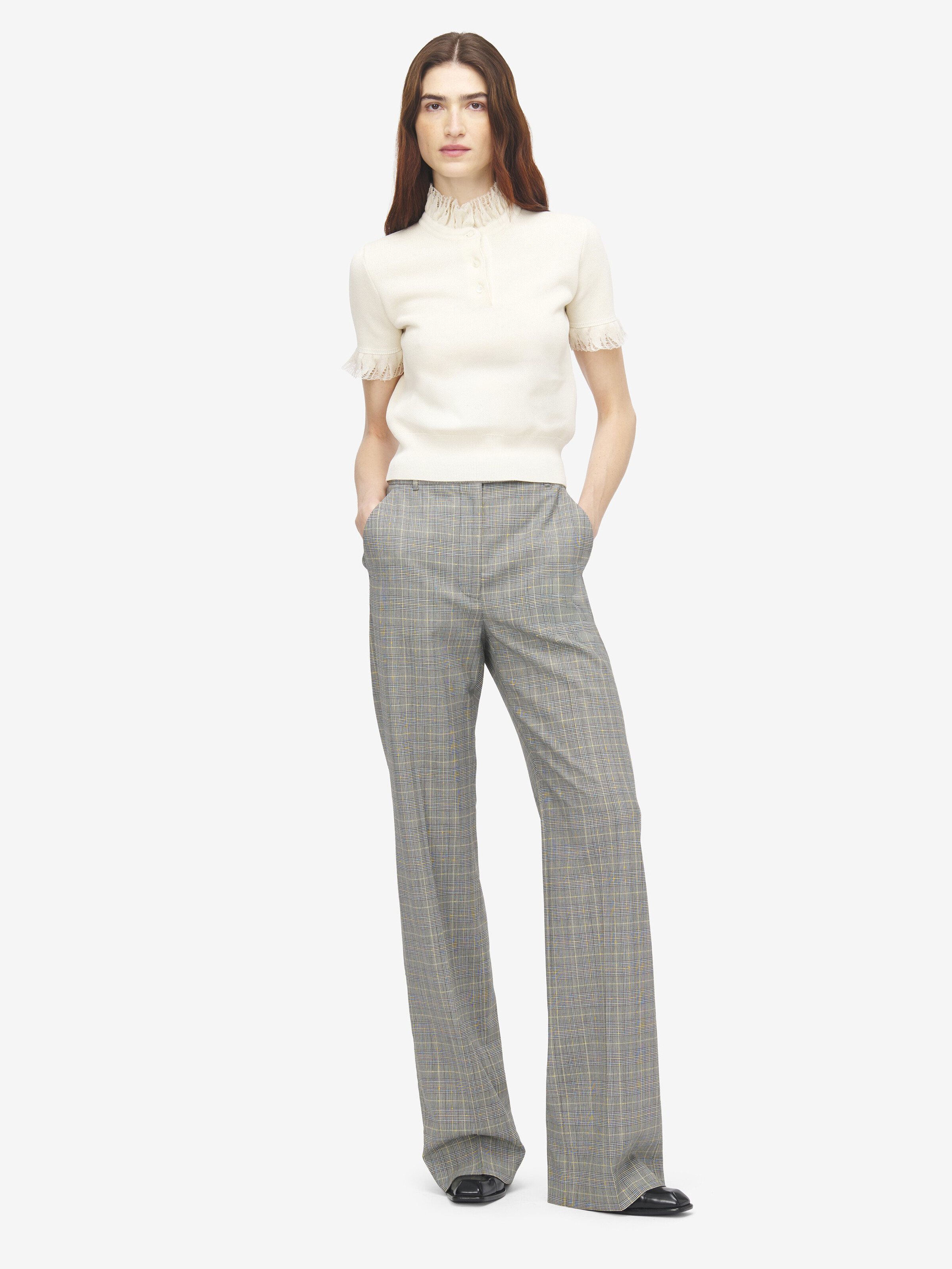 Haut En Maille À Volants Vieillis pour Femme en Blanc Ivoire in 46 % Coton, 28 % Soie, 26 % Viscose | Alexander McQueen - image 2