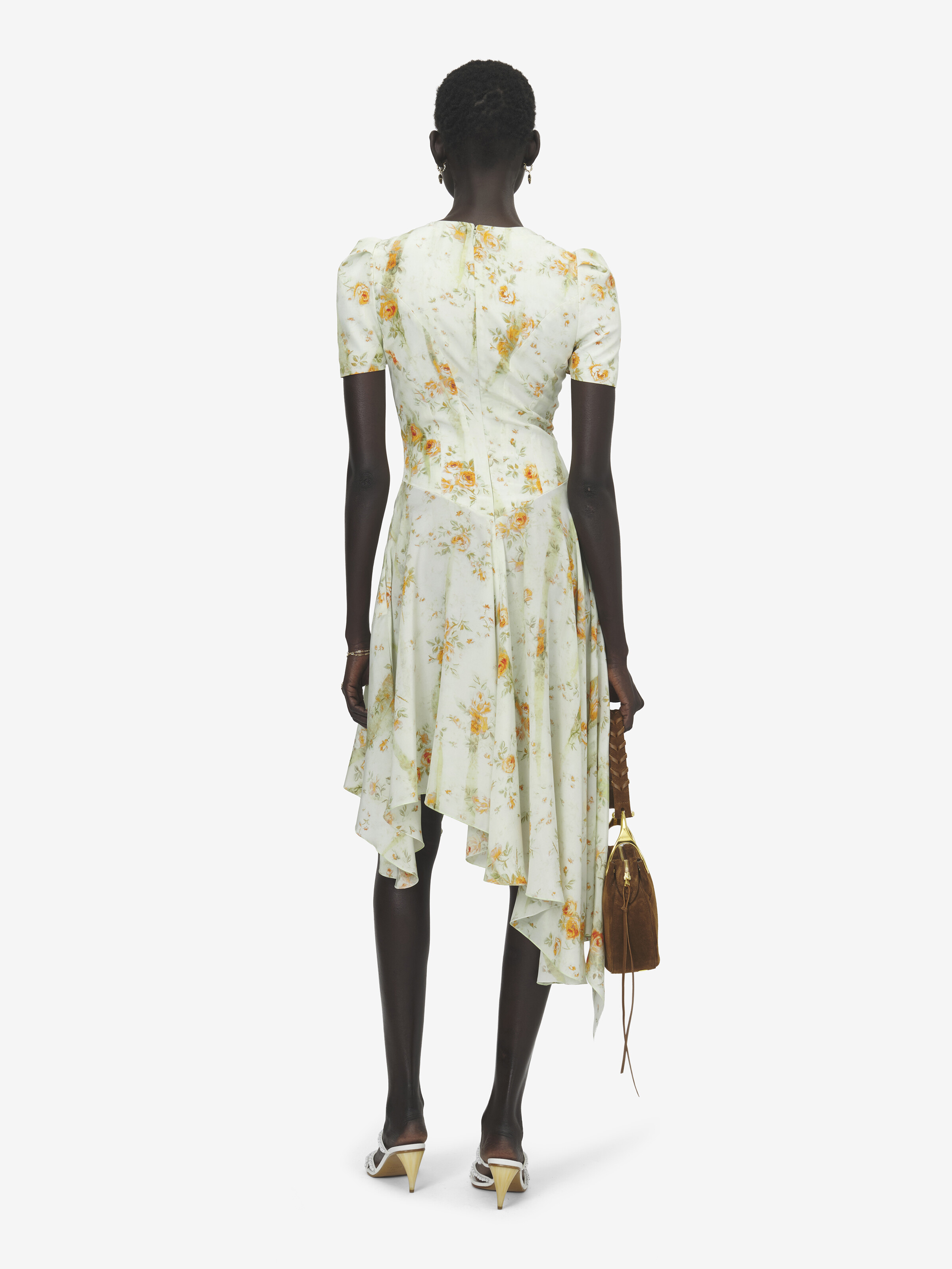 Seidenkleid mit Blumenprint für Damen in Stein/Hellorange in 100% Seide | Alexander McQueen - image 4