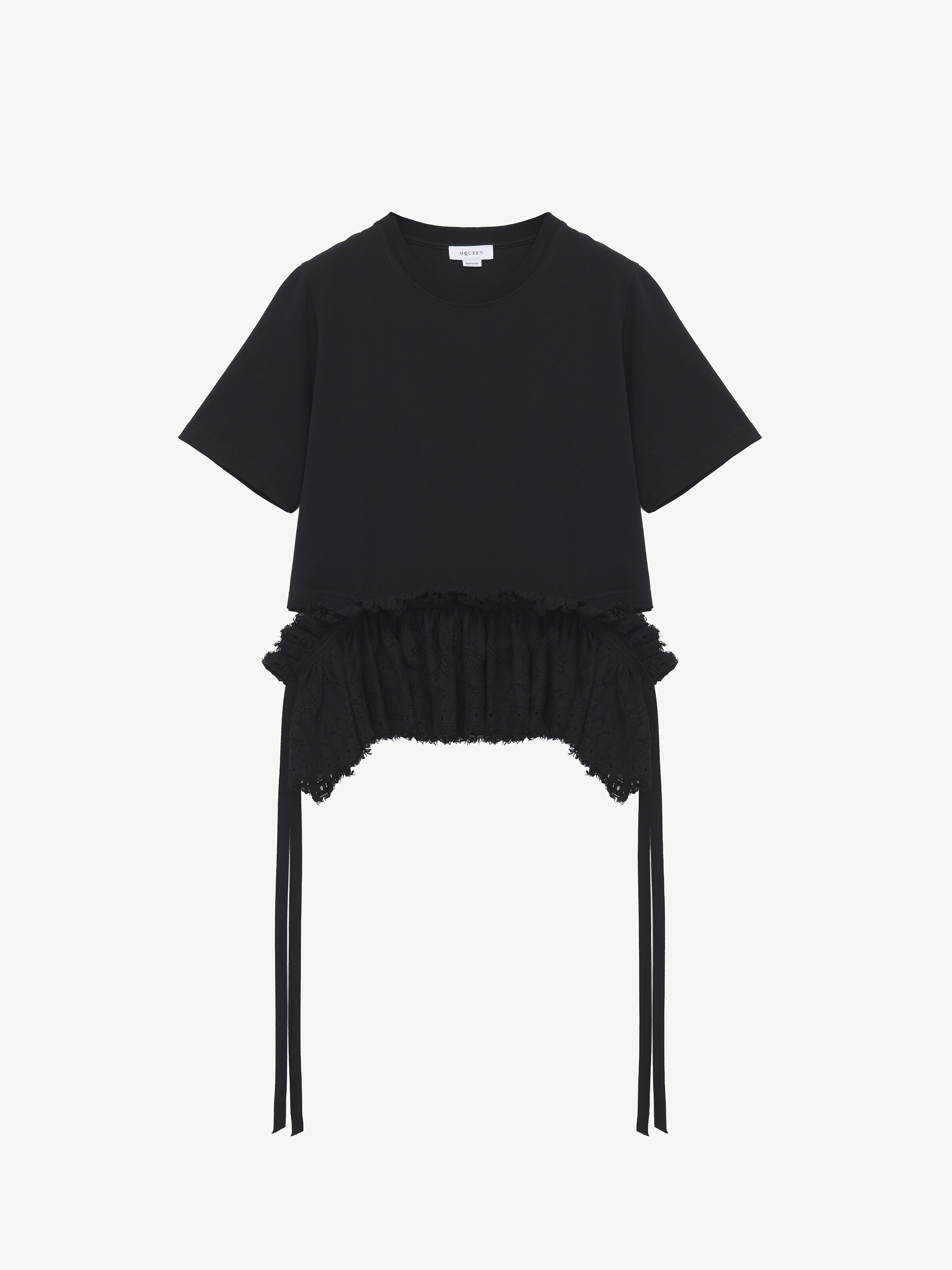 蕾丝腰饰裙摆T恤 in 100% 棉 | Alexander McQueen - image 1